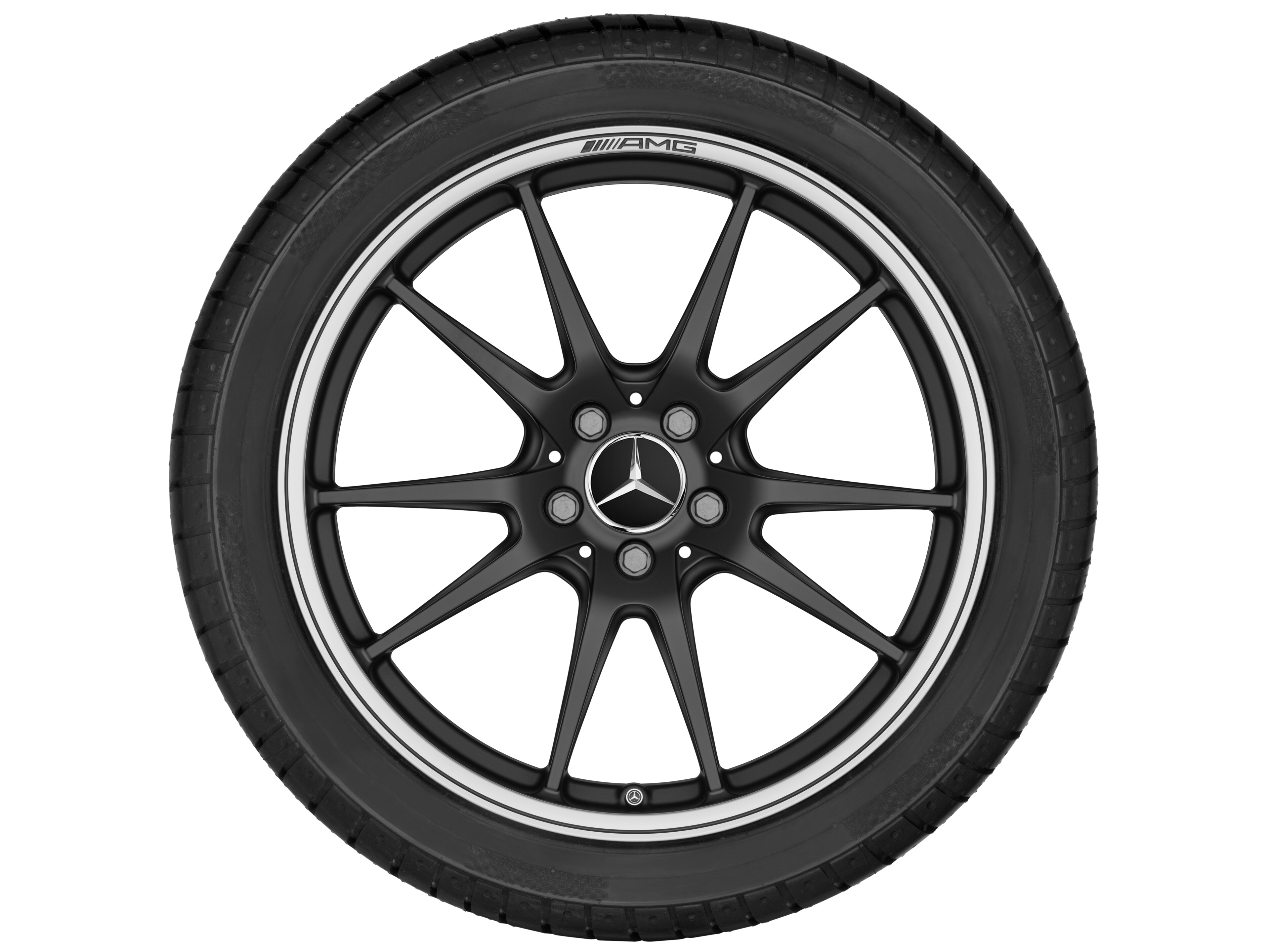 Cerchio fucinato AMG con design a 5 doppie razze, 50,8 cm (20 pollici), Bordo del cerchio tornito a specchio - 10,5 J x 20 ET 57, nero opacizzato, Tornitura a specchio