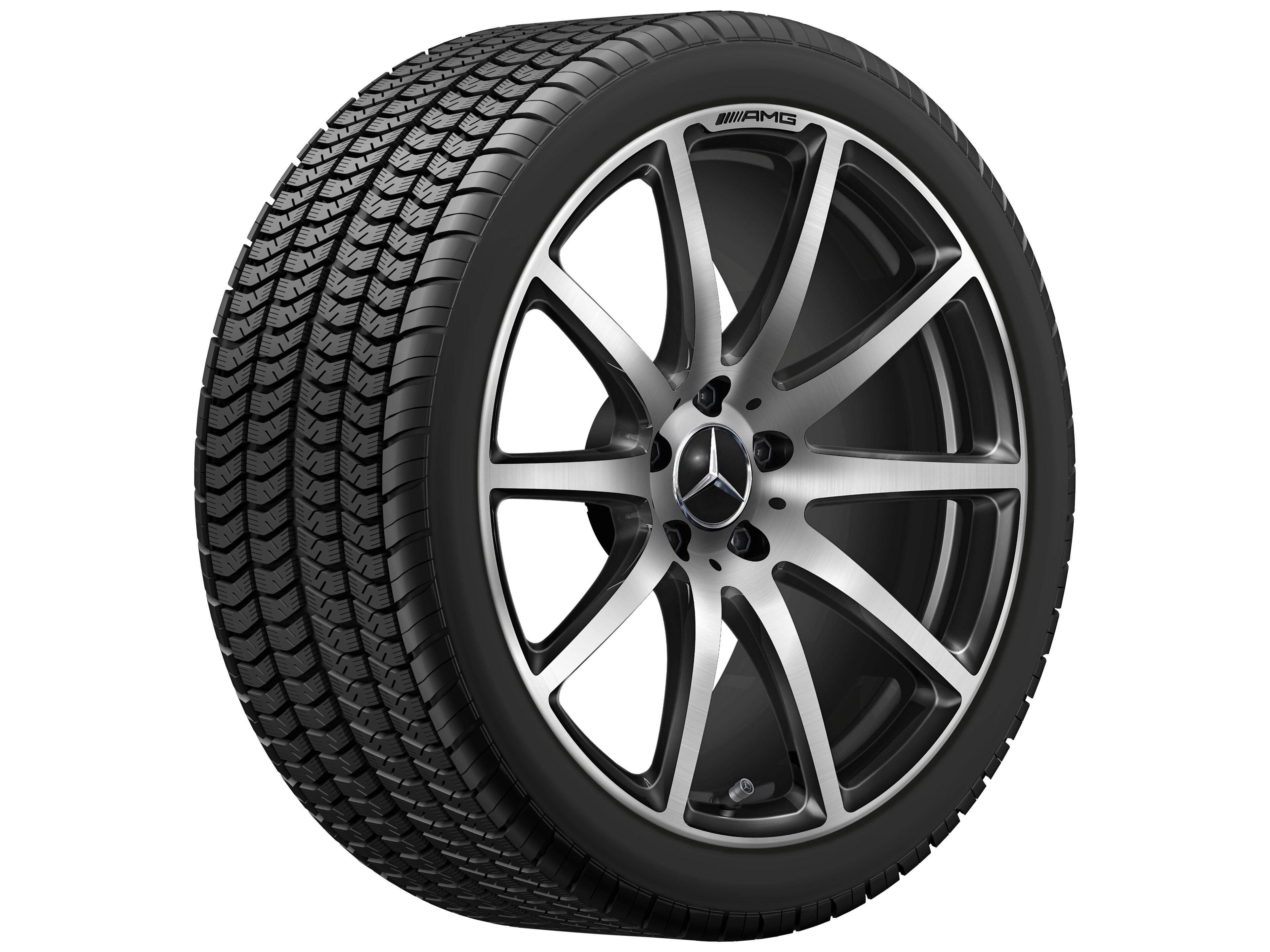 Cerchio fucinato AMG con design a 10 razze, 48,3 cm (19 pollici) - 9 J x 19 ET 27, colore nero, Lucidato