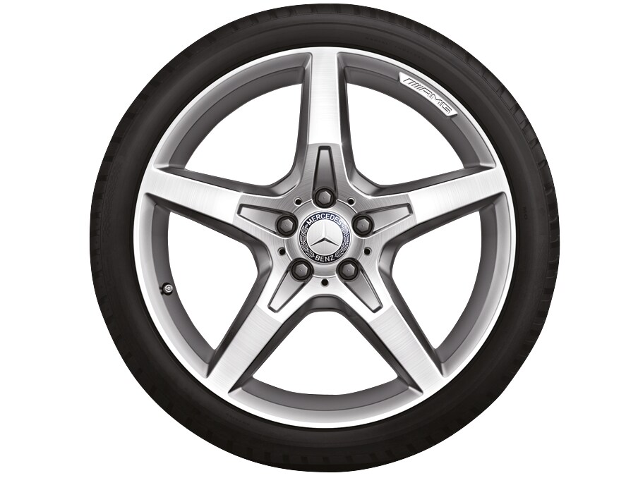 Cerchio a 5 razze AMG, 48,3 cm (19 pollici) - 8,5 J x 19 ET 35,5, argento, Tornitura a specchio