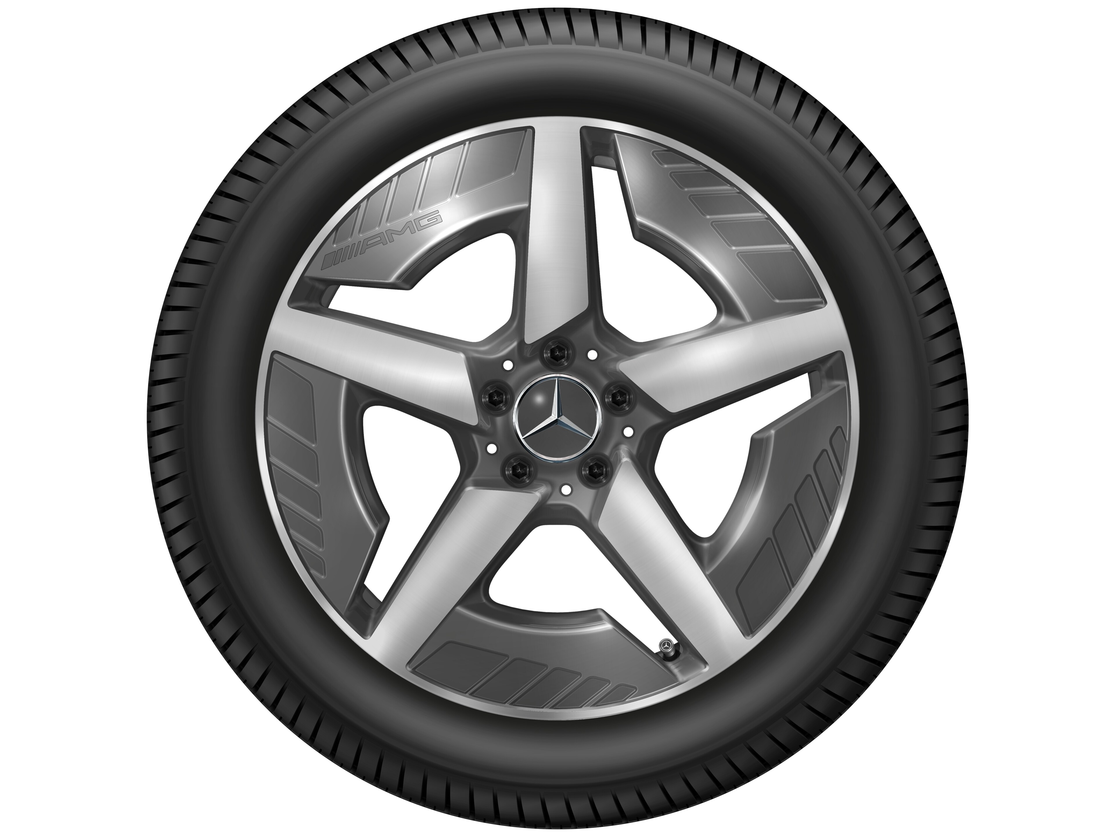 Cerchio in lega leggera AMG, con design a 5 razze, 48,3 cm (19 pollici), con tornitura a specchio - 9 J x 19 ET 58,7, Grigio tantalio, Tornitura a specchio