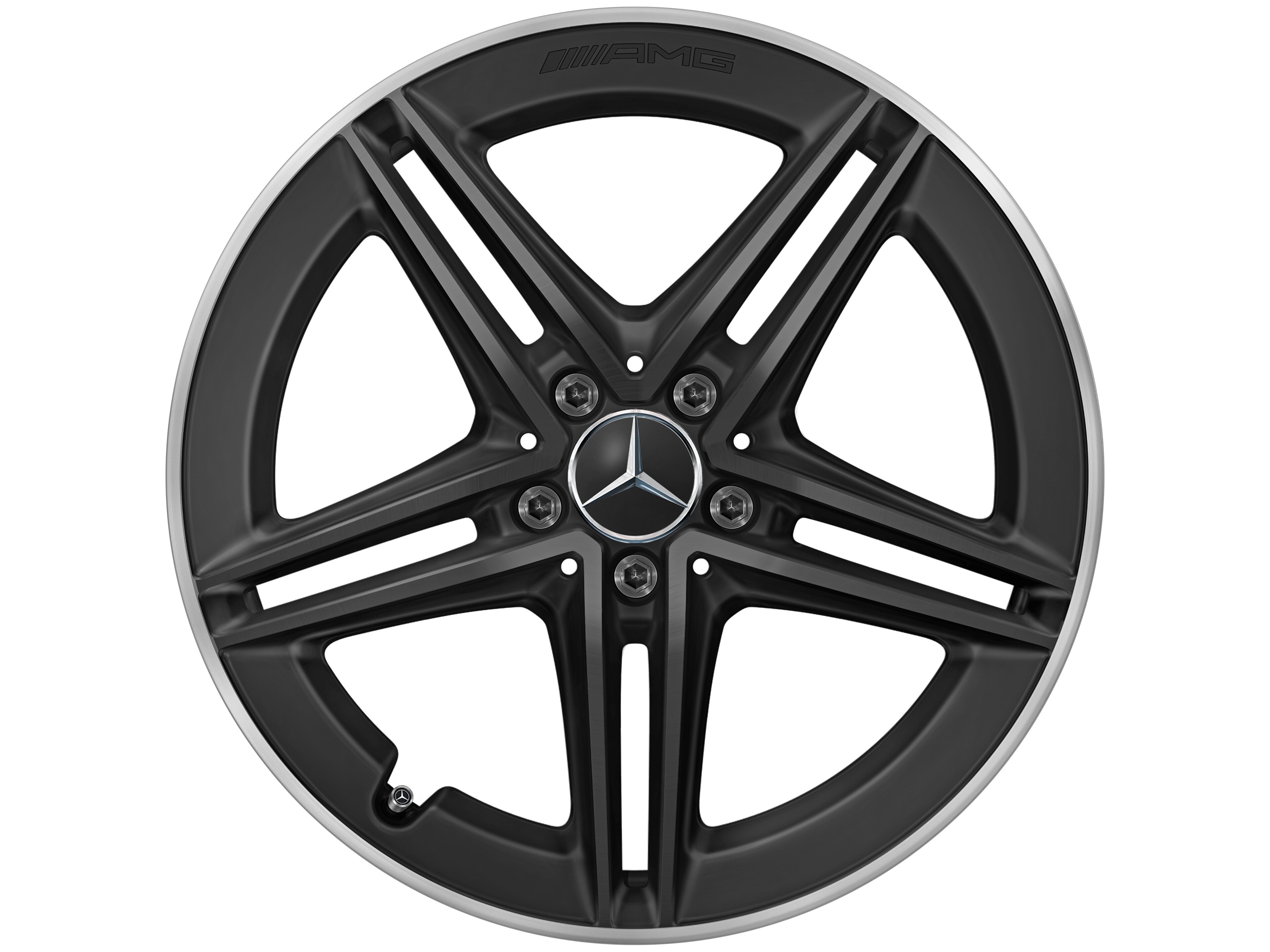 AMG 5-Doppelspeichen-Rad, 48,3 cm (19 Zoll), Felgenhorn glanzgedreht - 9 J x 19 ET 52, schwarz matt