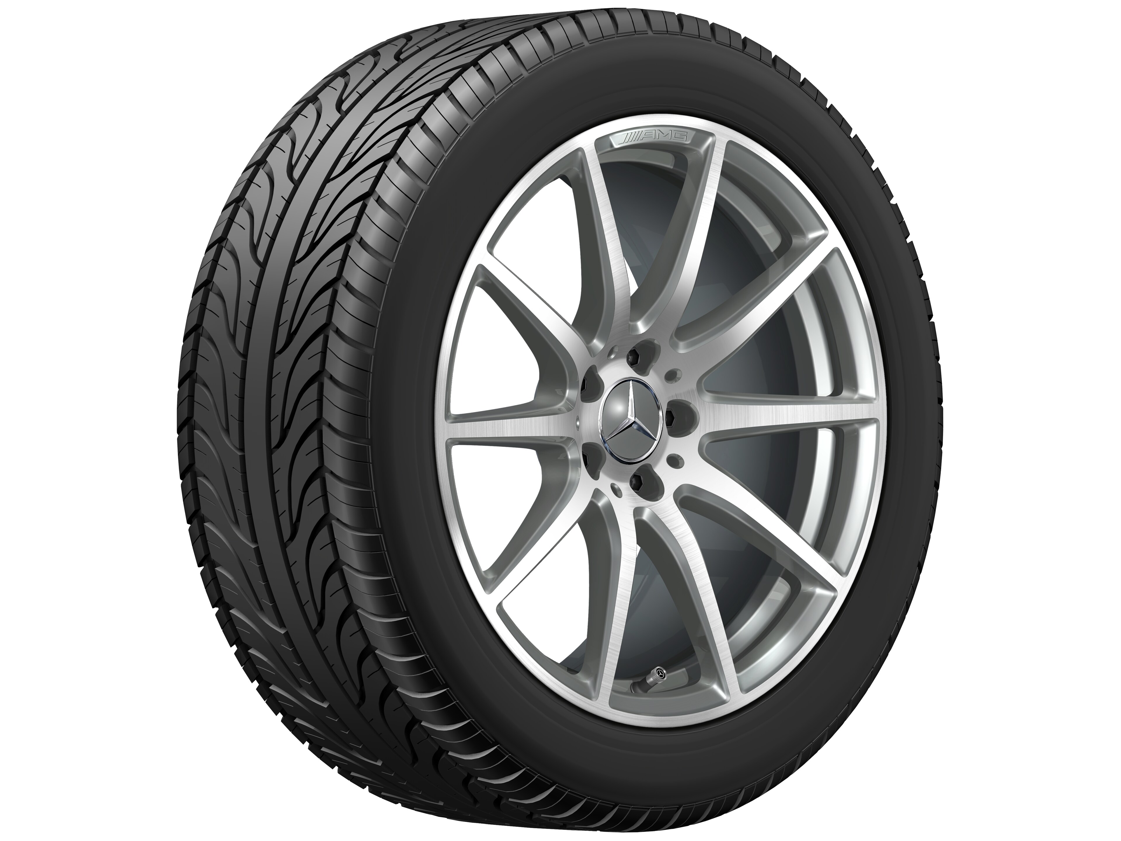 Cerchio a 10 razze AMG, 48,3 cm (19 pollici) - 11 J x 19 ET 53, grigio titanio, Tornitura a specchio