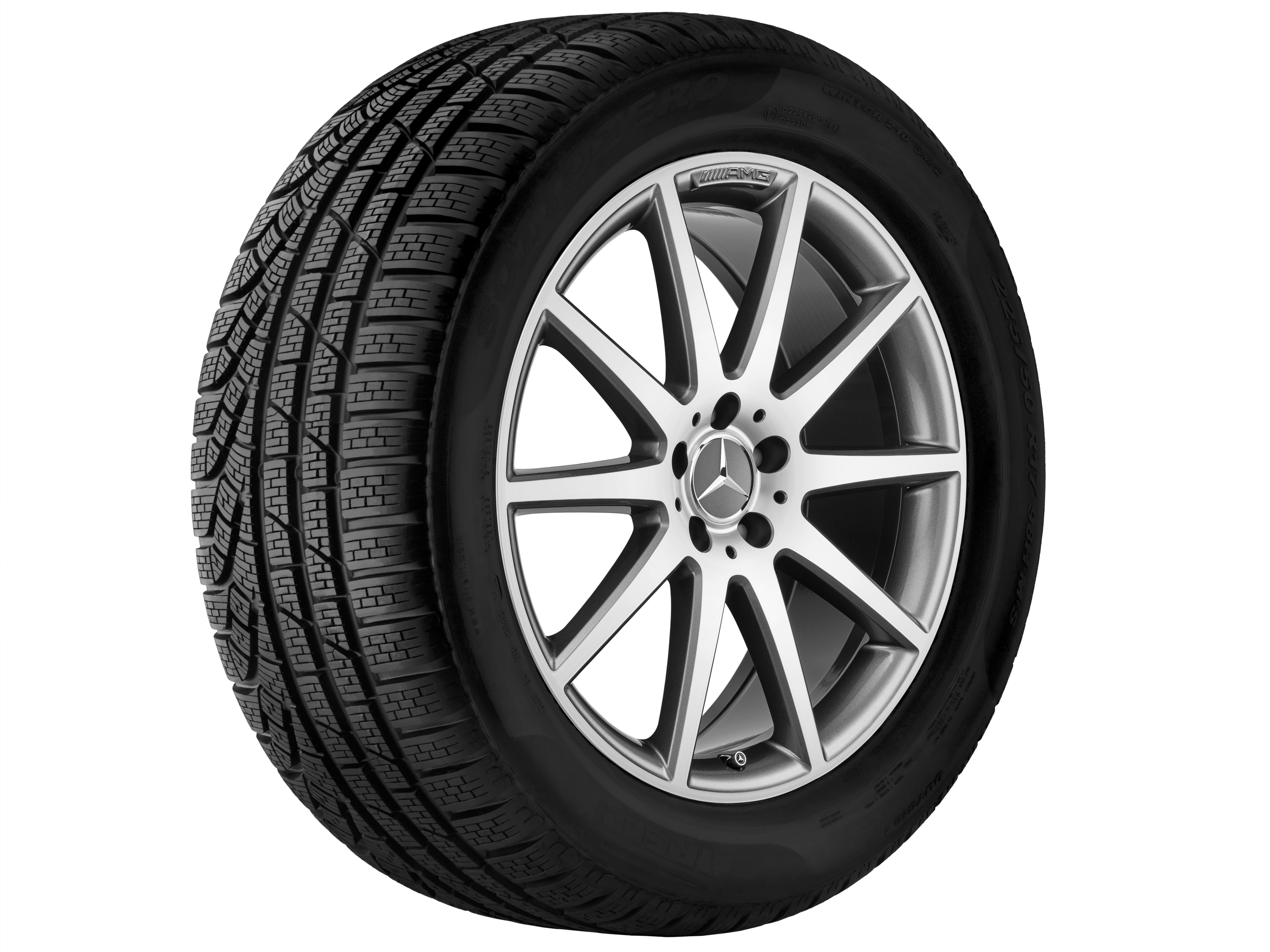 Cerchio a 10 razze AMG, 48,3 cm (19 pollici) - 8 J x 19 ET 19, grigio titanio, Tornitura a specchio