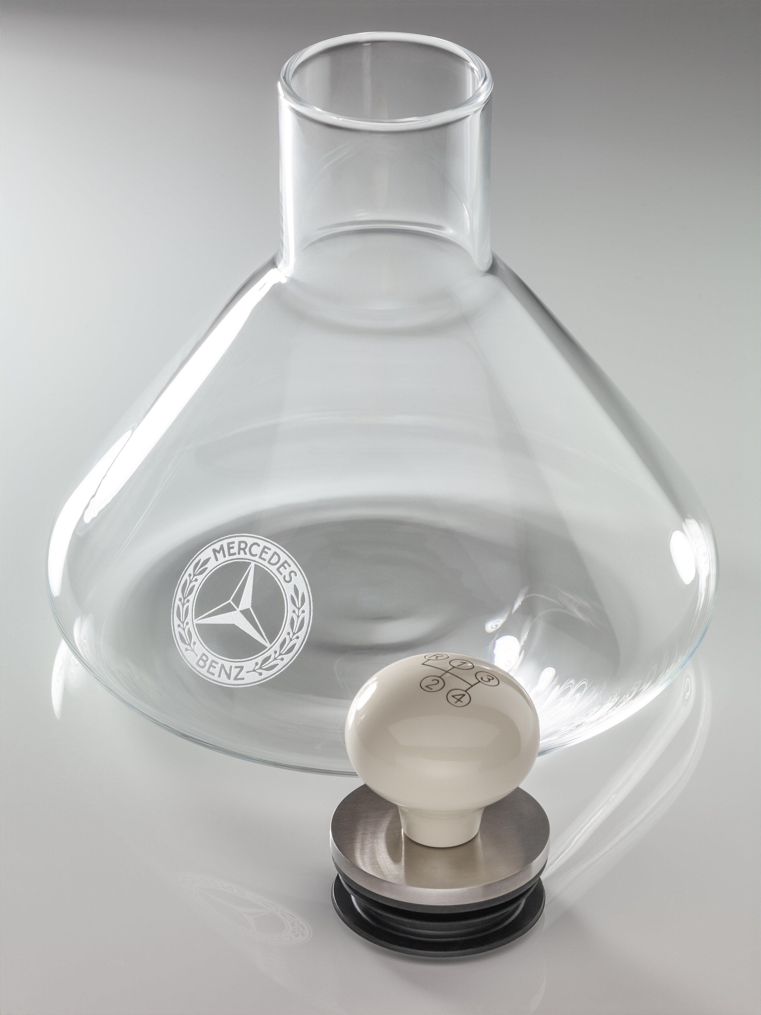Decanter - Trasparente / avorio / argento, Vetro / acciaio inox / legno