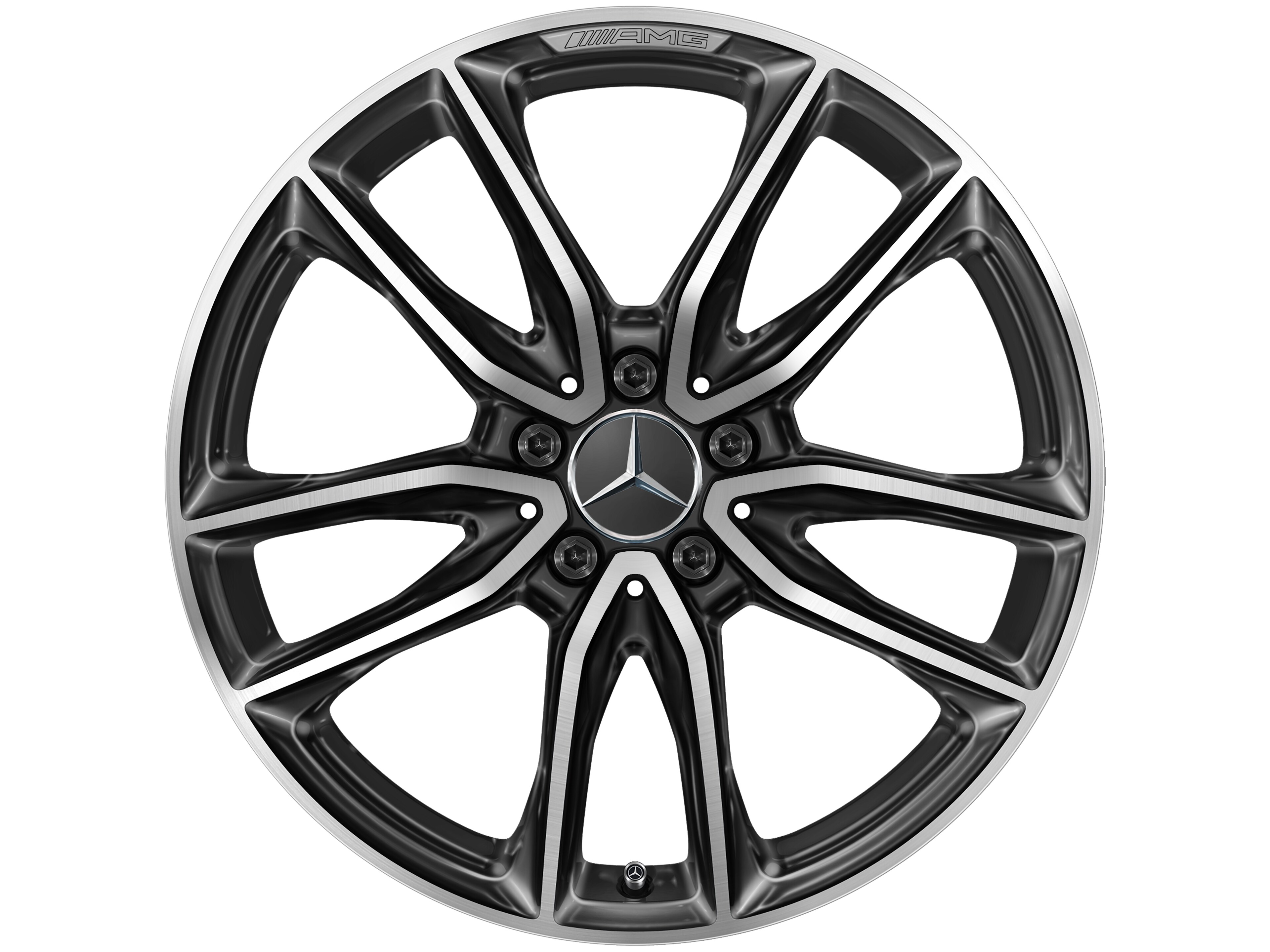 Cerchio a 5 doppie razze AMG, 48,3 cm (19 pollici) - 7,5 J x 19 ET 49, colore nero, Tornitura a specchio