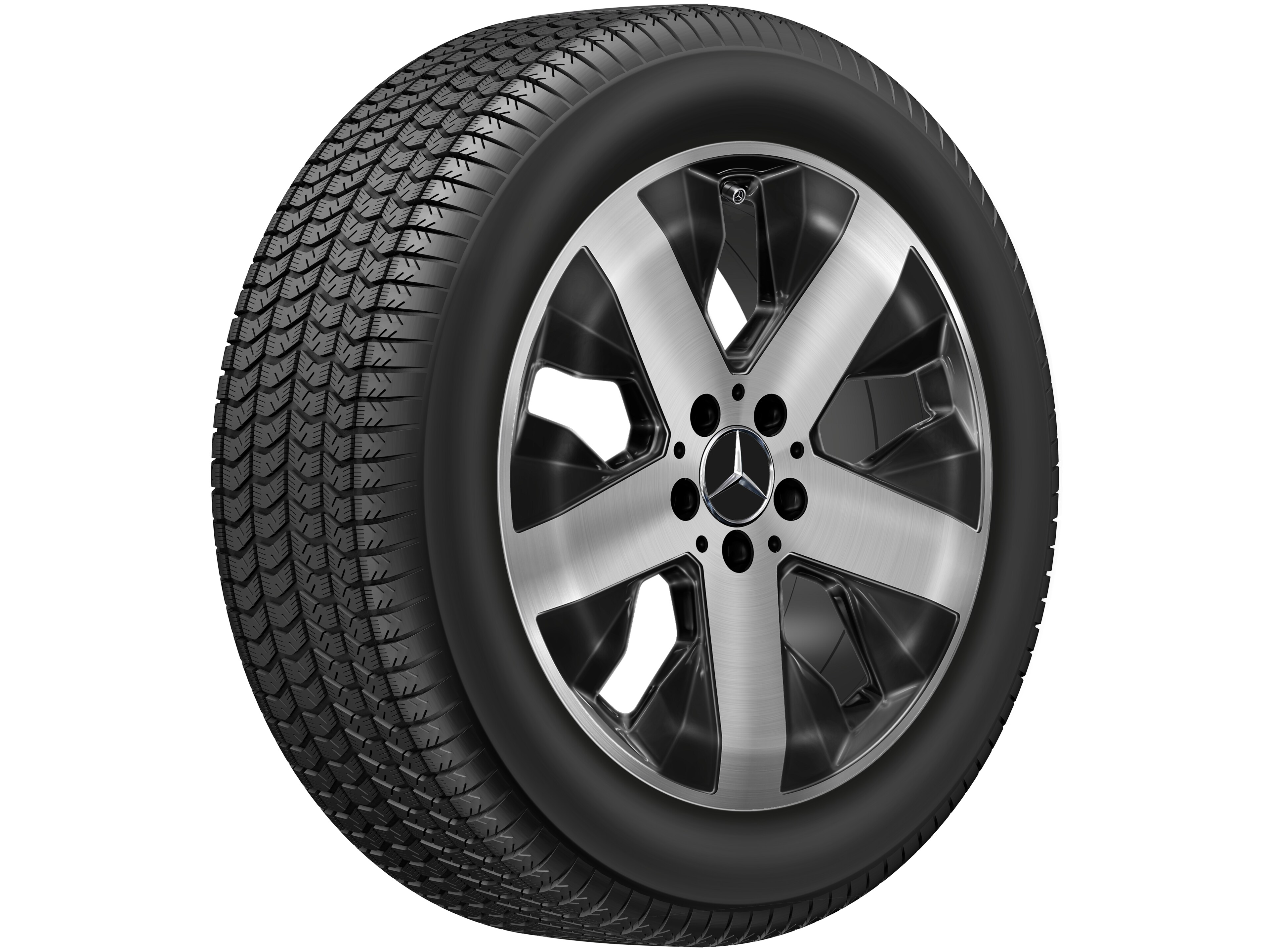 Cerchio a 5 razze, 45,7 cm (18 pollici) - 7,5 J x 18 ET 53, colore nero, Tornitura a specchio