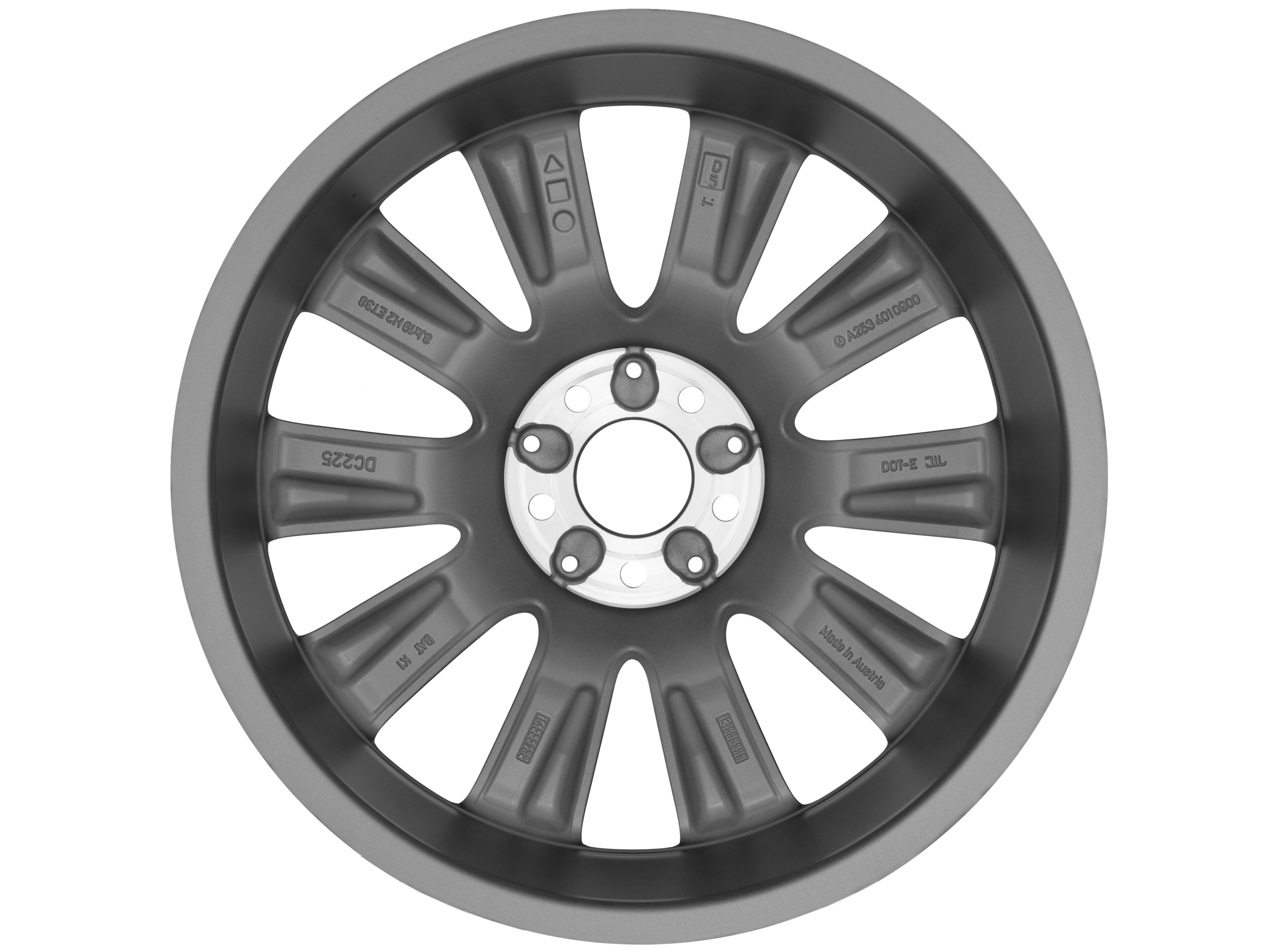 10-Speichen-Rad, 48,3 cm (19 Zoll) - 8 J x 19 ET 38, grau Himalaya matt