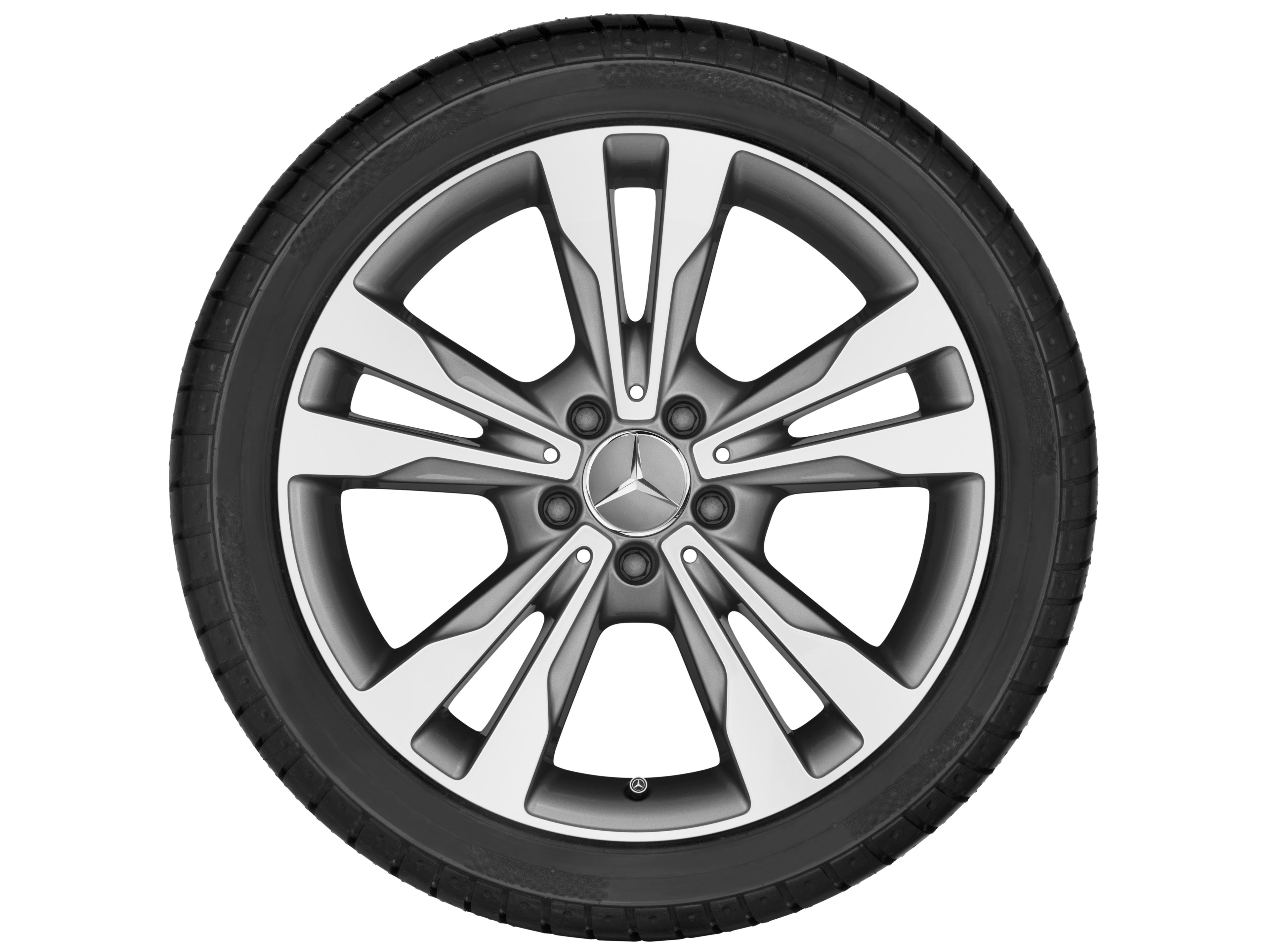 5-Doppelspeichen-Rad, 45,7 cm (18 Zoll) - 8,5 J x 18 ET 56, grau Himalaya, glanzgedreht