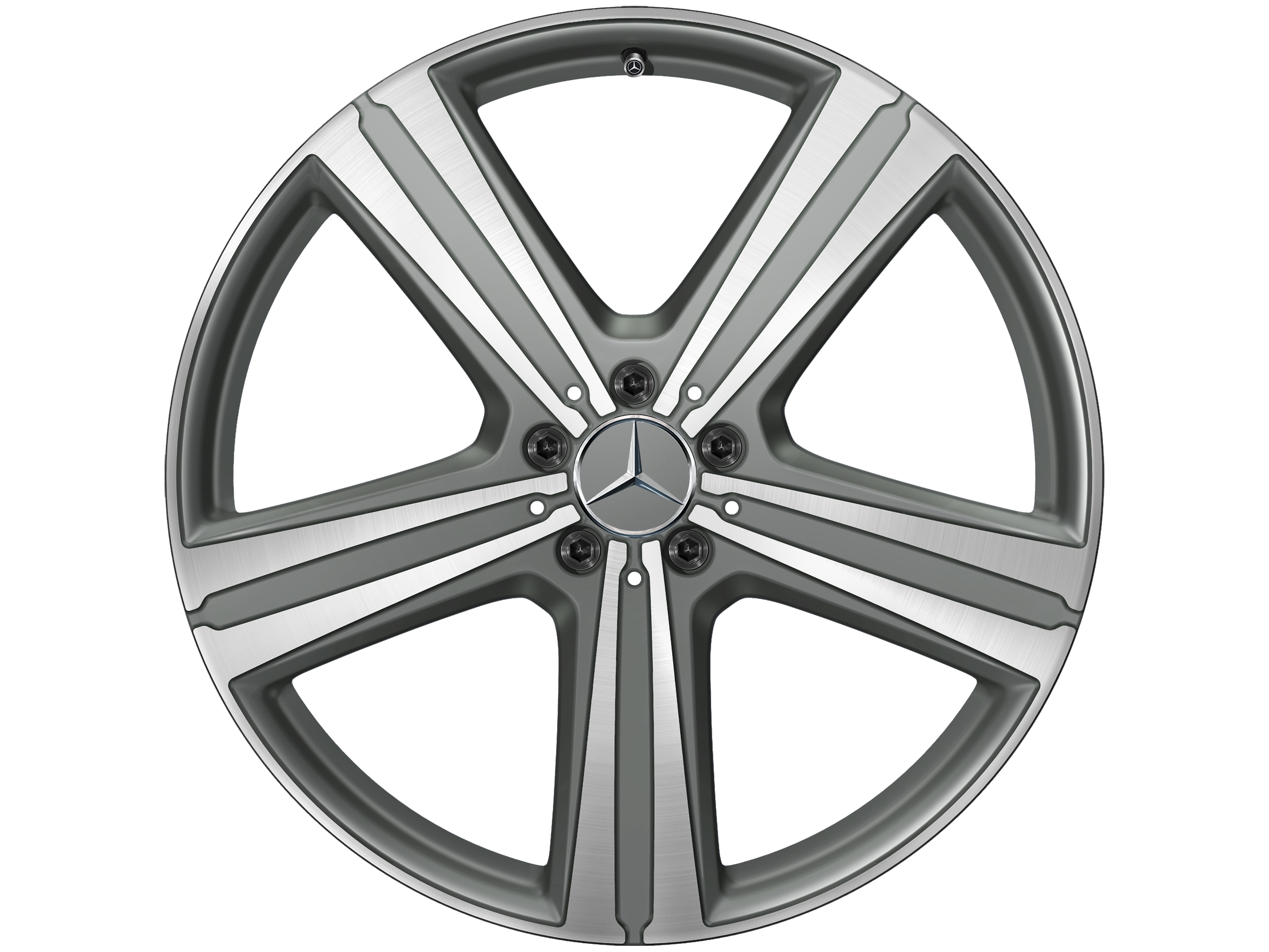 Cerchio a 5 razze, 53,3 cm (21 pollici), con tornitura a specchio - 10 J x 21 ET 54,6, grigio Himalaya opaco, Tornitura a specchio