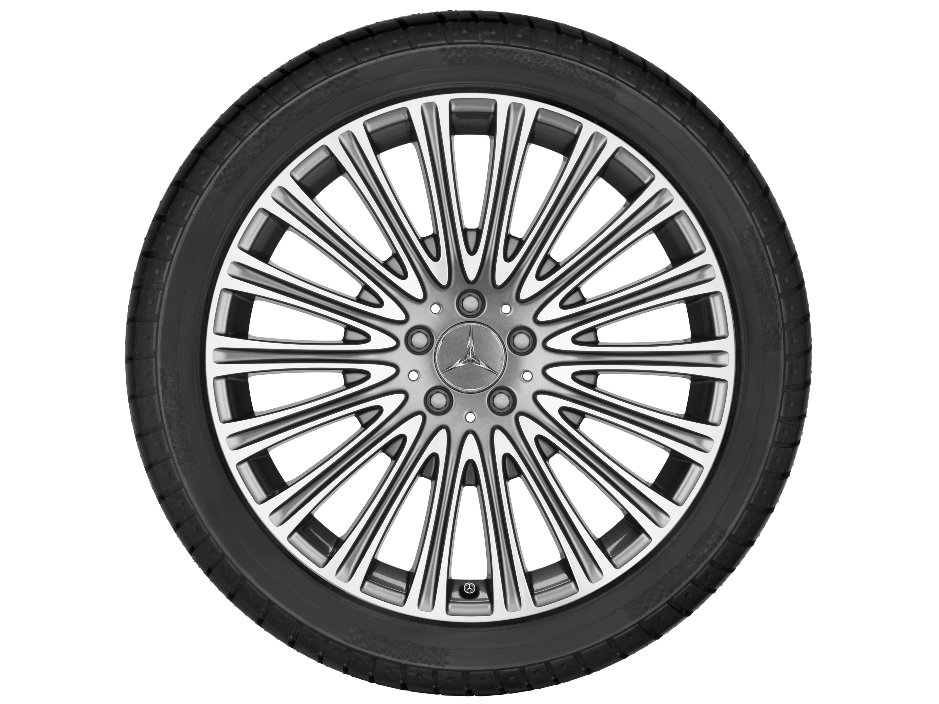 Cerchio a razze multiple, 50,8 cm (20 pollici), con tornitura a specchio - 8 J x 20 ET 43, grigio Himalaya, Tornitura a specchio