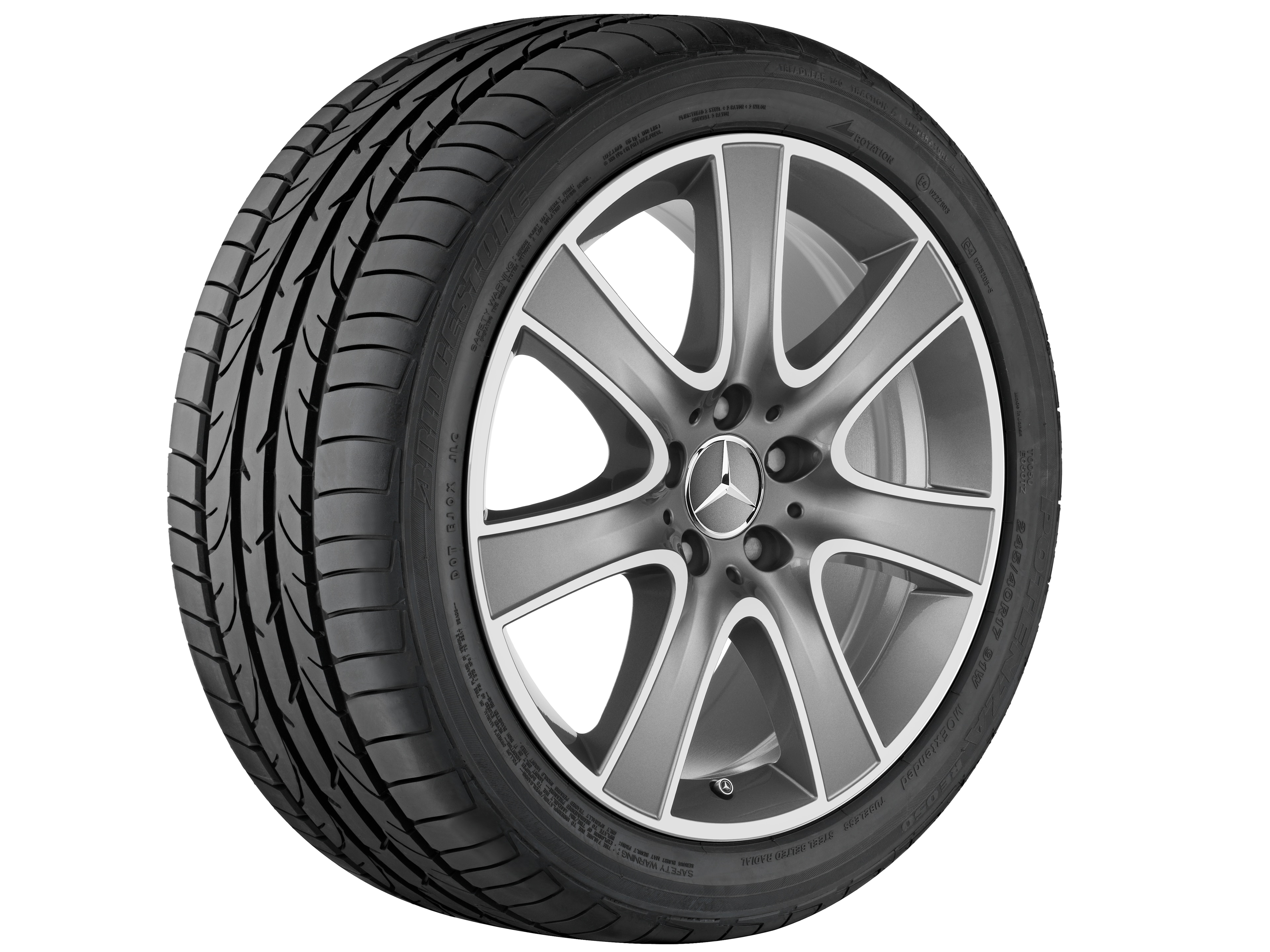 Cerchio a 7 razze, 45,7 cm (18 pollici) - 8 J x 18 ET 41, grigio Himalaya, Tornitura a specchio