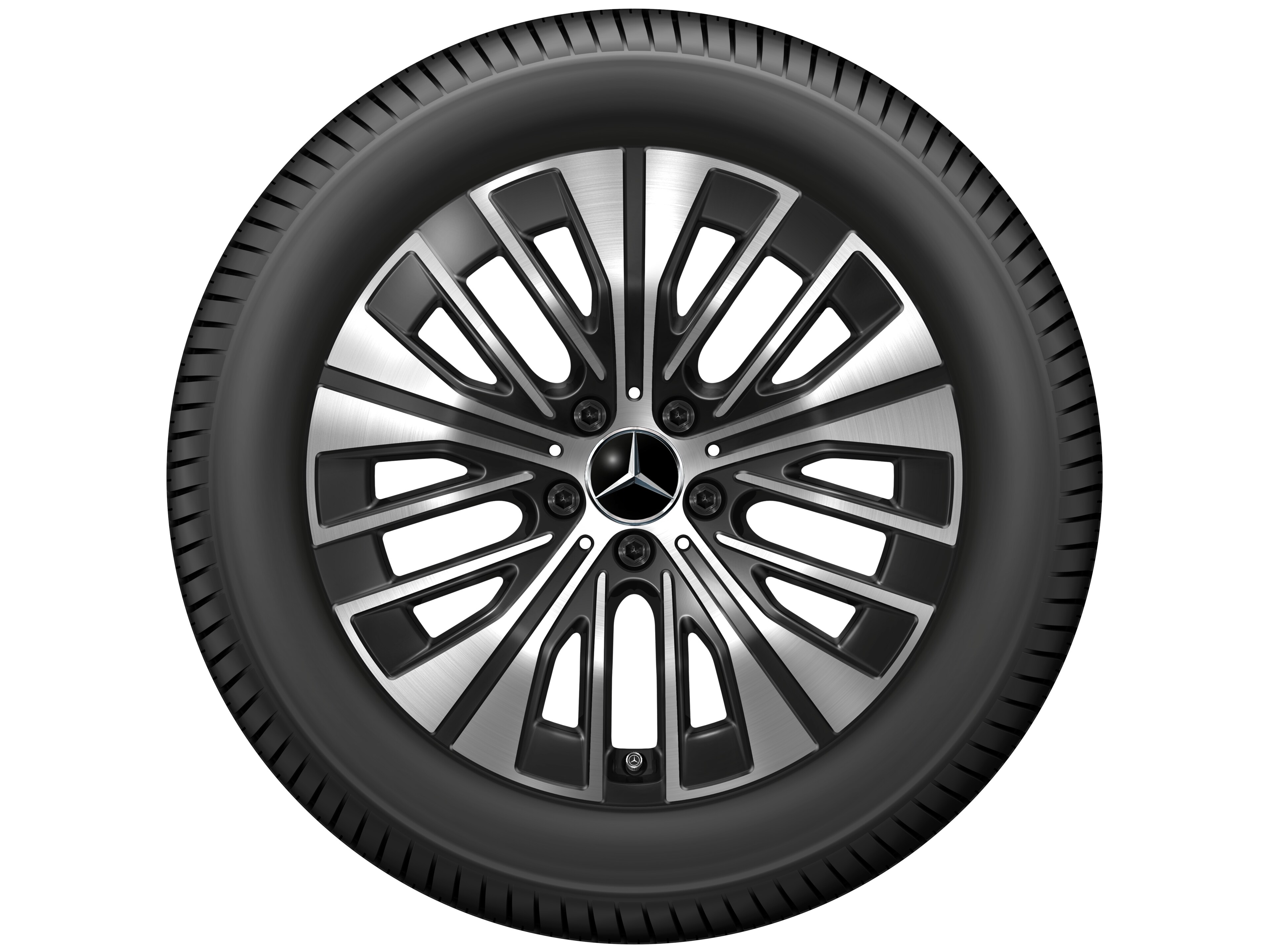 Cerchio a 5 triple razze, 45,7 cm (18 pollici) - 7,5 J x 18 ET 53,5, colore nero, Tornitura a specchio