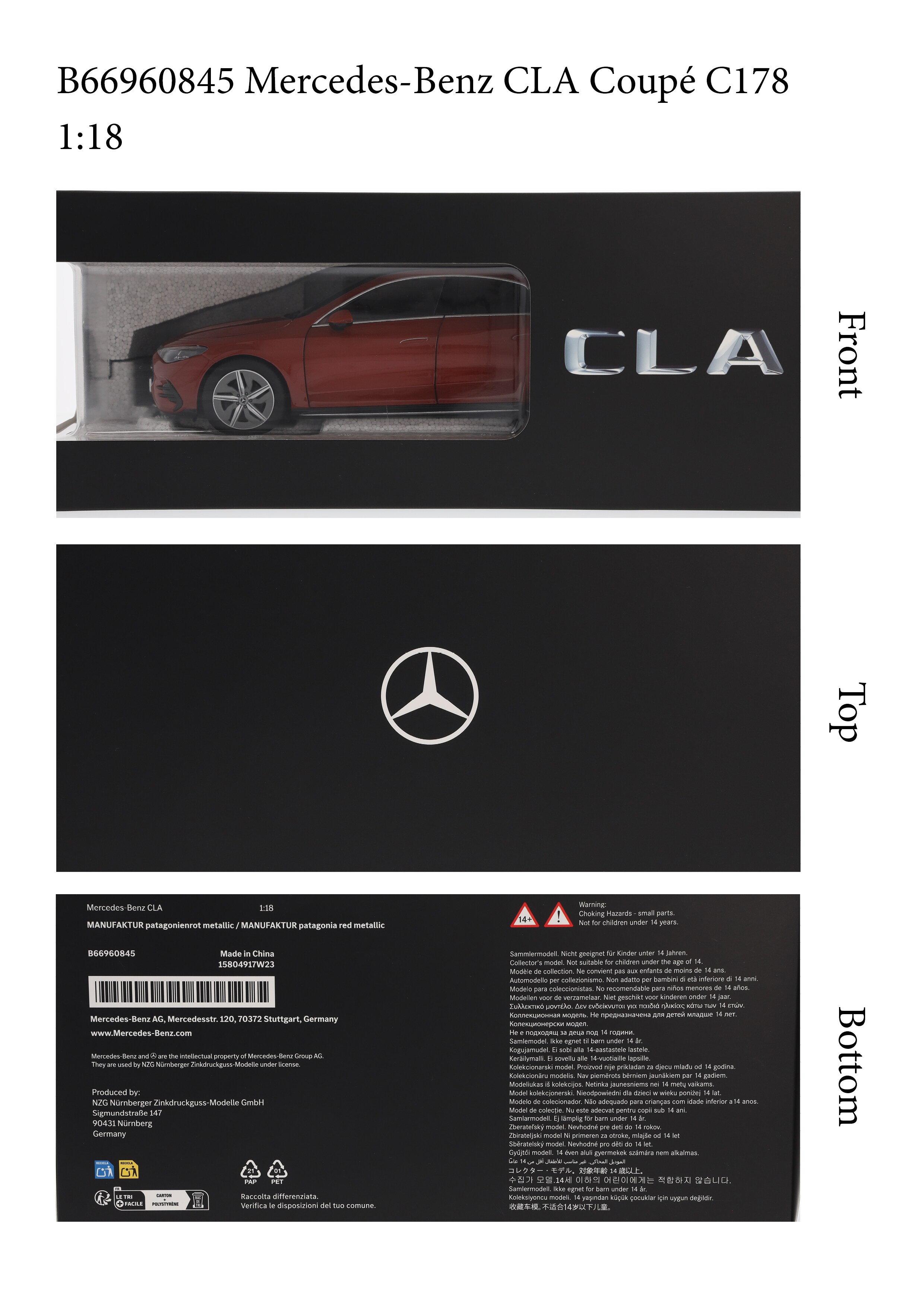 CLA Coupé, C178 - rosso Patagonia metallizz. MANUFAKTUR, NZG, 1:18