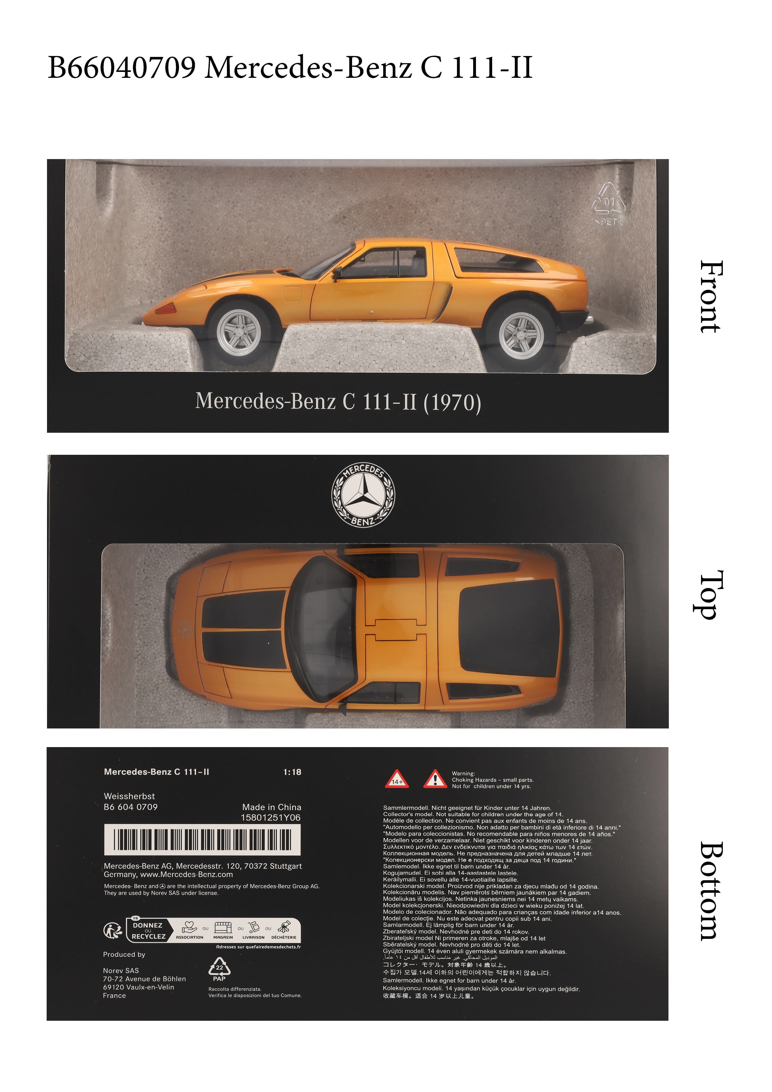 Veicolo di sperimentazione C 111 / II (1970) - bianco autunno, Norev, 1:18