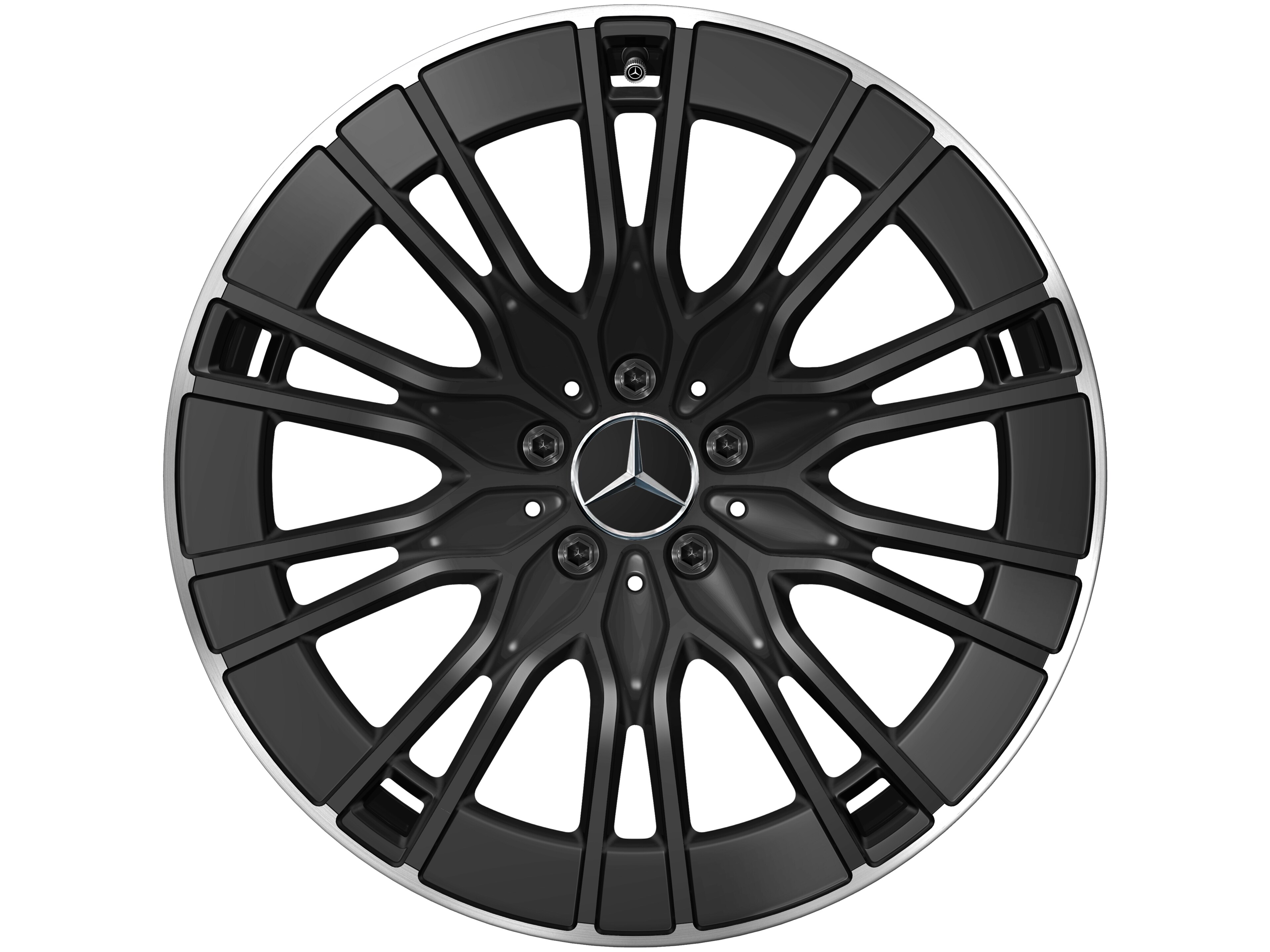 Cerchio a 10 doppie razze, Aero, 50,8 cm (20 pollici), Bordo del cerchio tornito a specchio - 8,5 J x 20 ET 35,5, colore nero, Tornitura a specchio