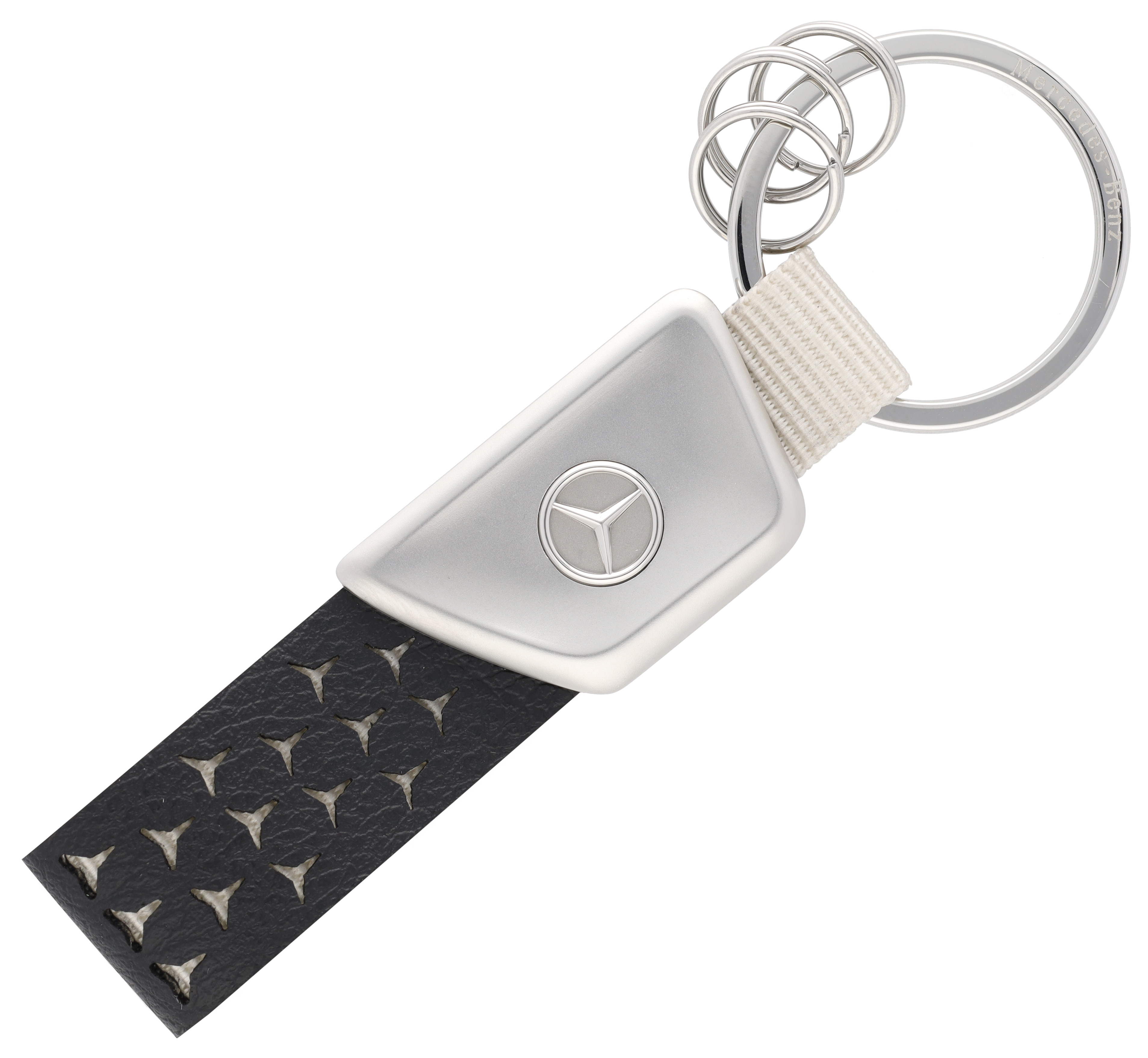 Portachiavi, Logo - colore nero / argento, acciaio inox / Pelle di mele (vegan) / nylon