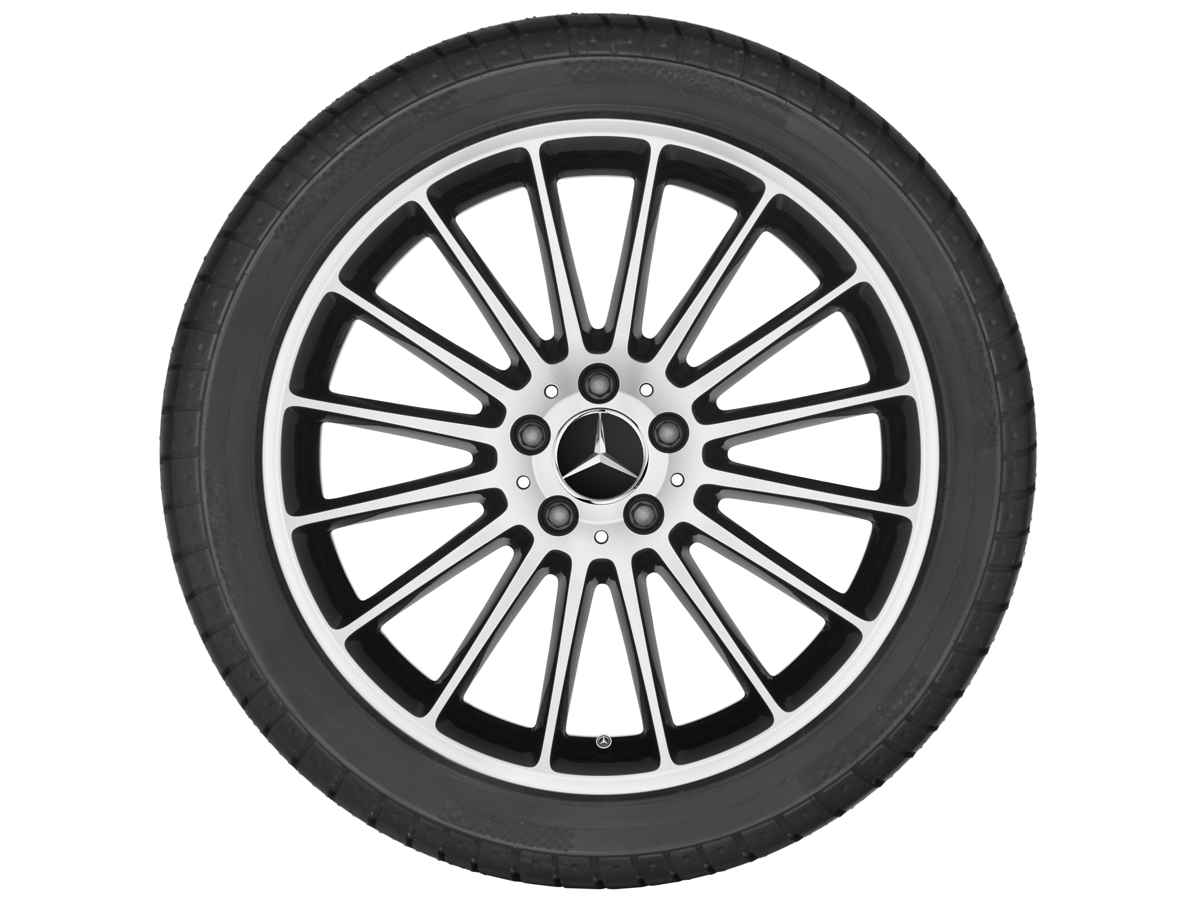 Cerchio a 16 razze, 48,3 cm (19 pollici) - 8 J x 19 ET 52, colore nero, Tornitura a specchio