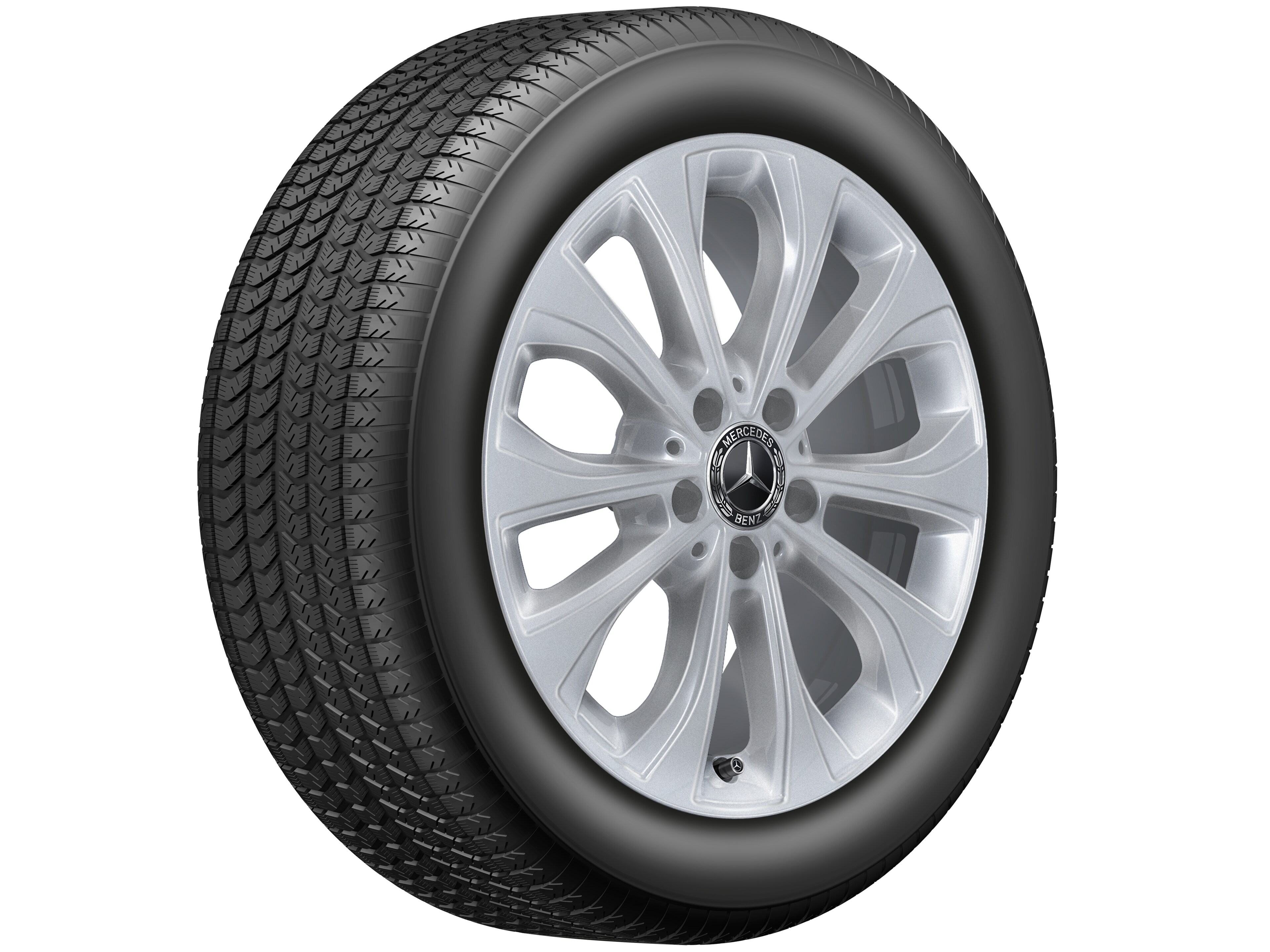 Cerchio a 10 razze, 43,2 cm (17 pollici) - 7 J x 17 ET 48,5, argento vanadio, verniciato