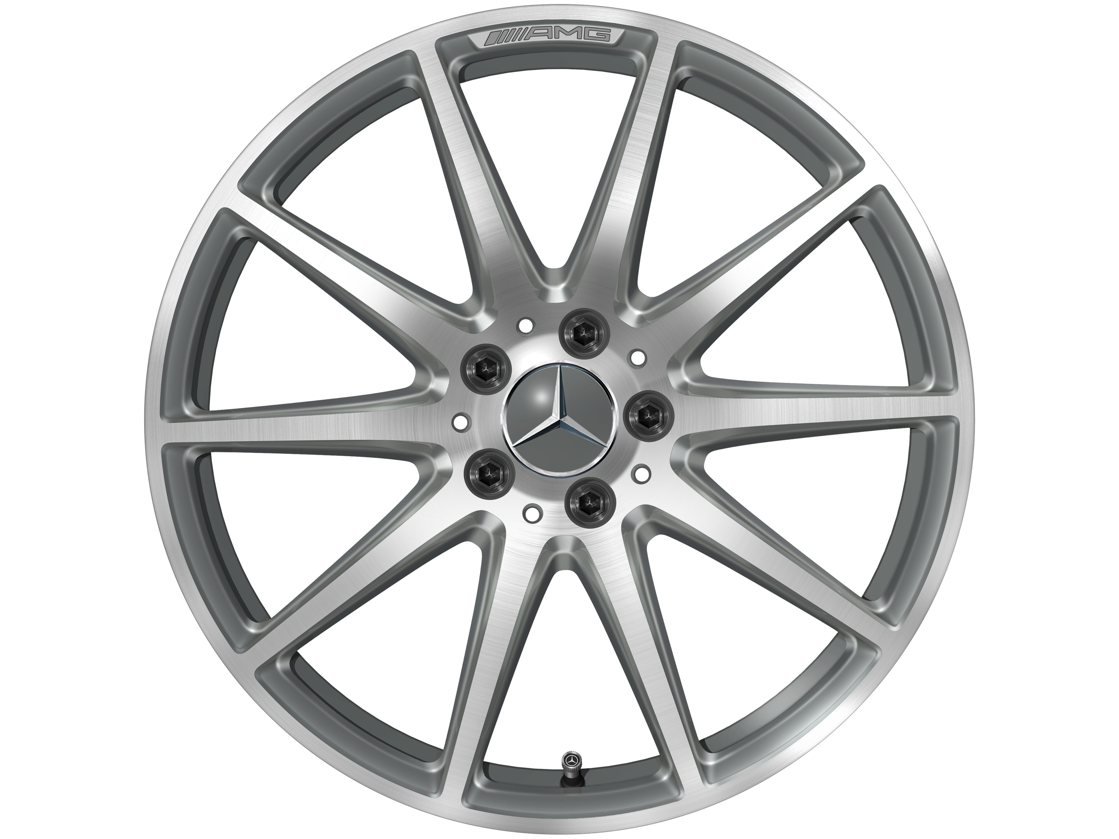 Cerchio a 10 razze AMG, 48,3 cm (19 pollici) - 11 J x 19 ET 53, grigio titanio, Tornitura a specchio