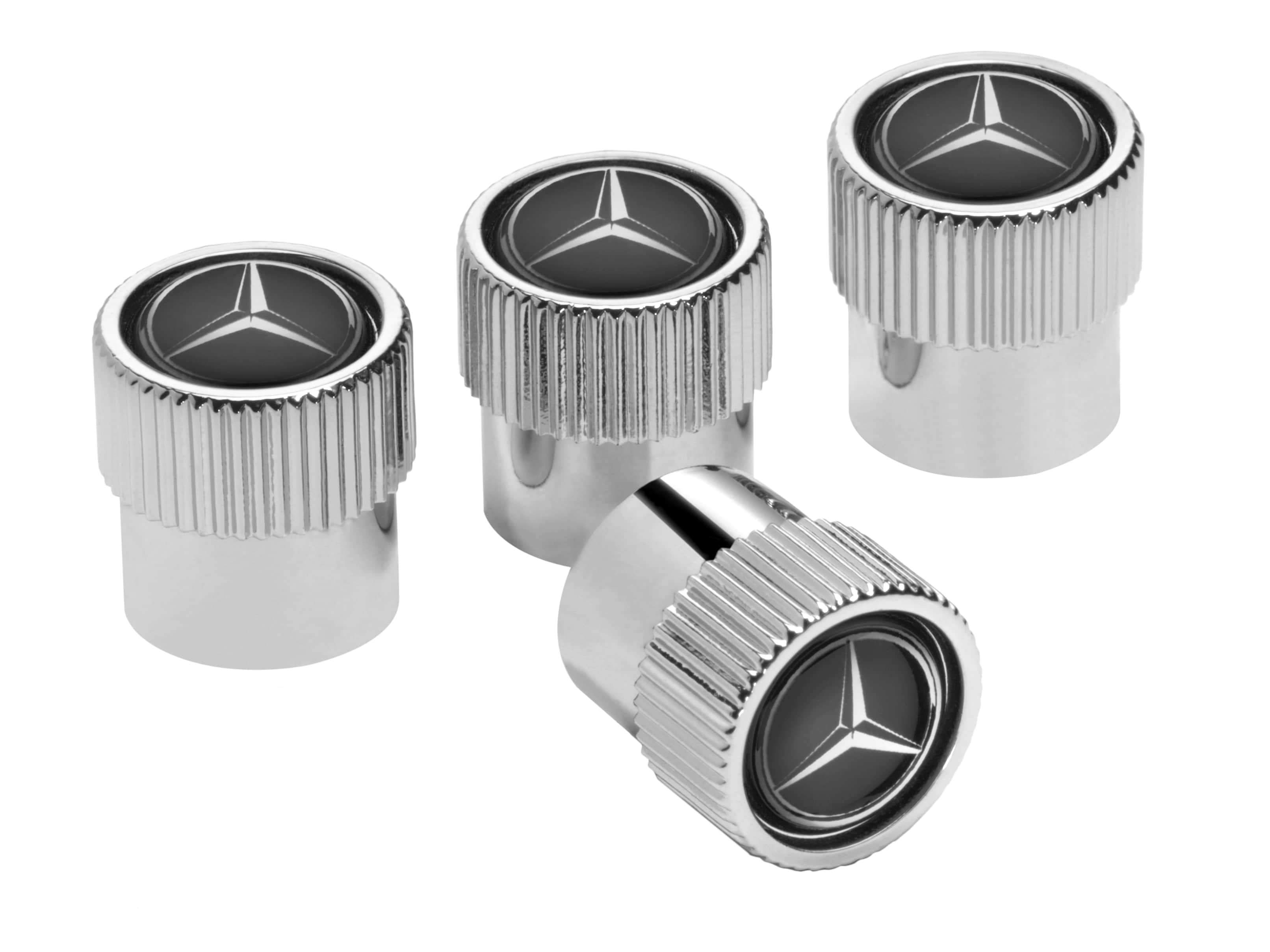 Cappuccio coprivalvola, Set, 4 pezzi - cromata, sintetico