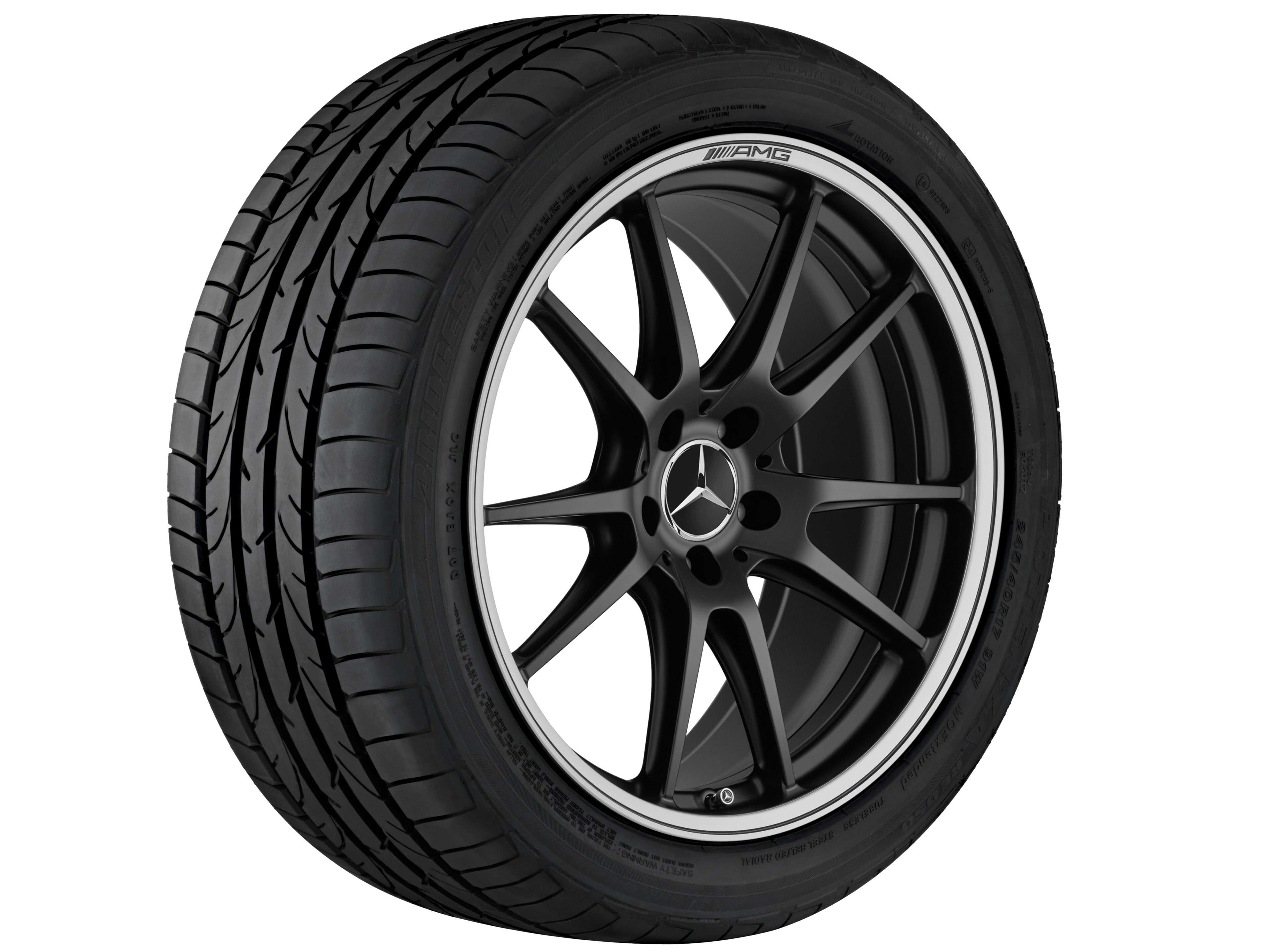 Cerchio fucinato AMG con design a 5 doppie razze, 50,8 cm (20 pollici), Bordo del cerchio tornito a specchio - 10,5 J x 20 ET 57, nero opacizzato, Tornitura a specchio