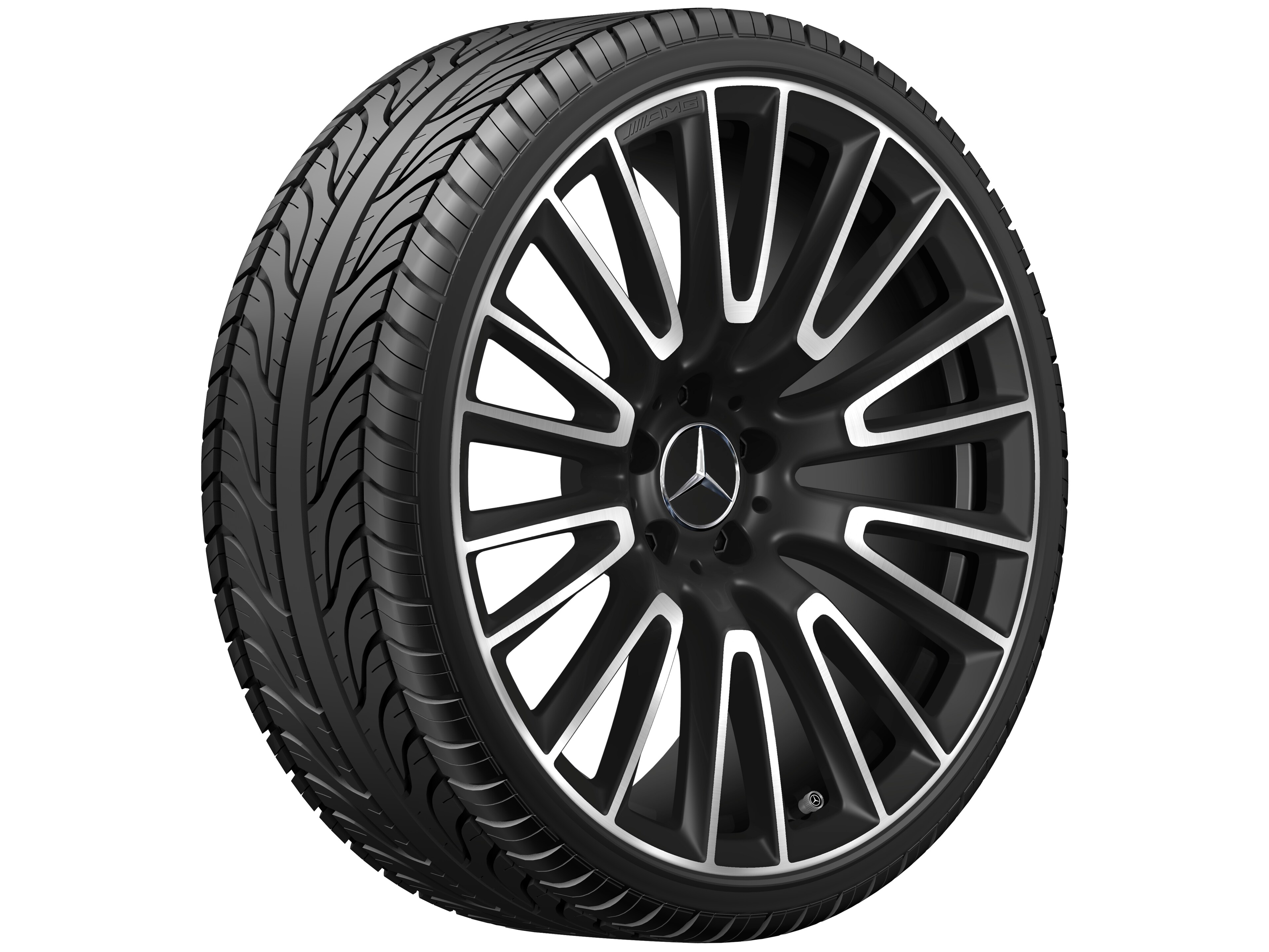 Cerchio in lega leggera AMG, con design a 10 doppie razze, 50,8 cm (20 pollici) - 10,5 J x 20 ET 43, nero opacizzato, Tornitura a specchio