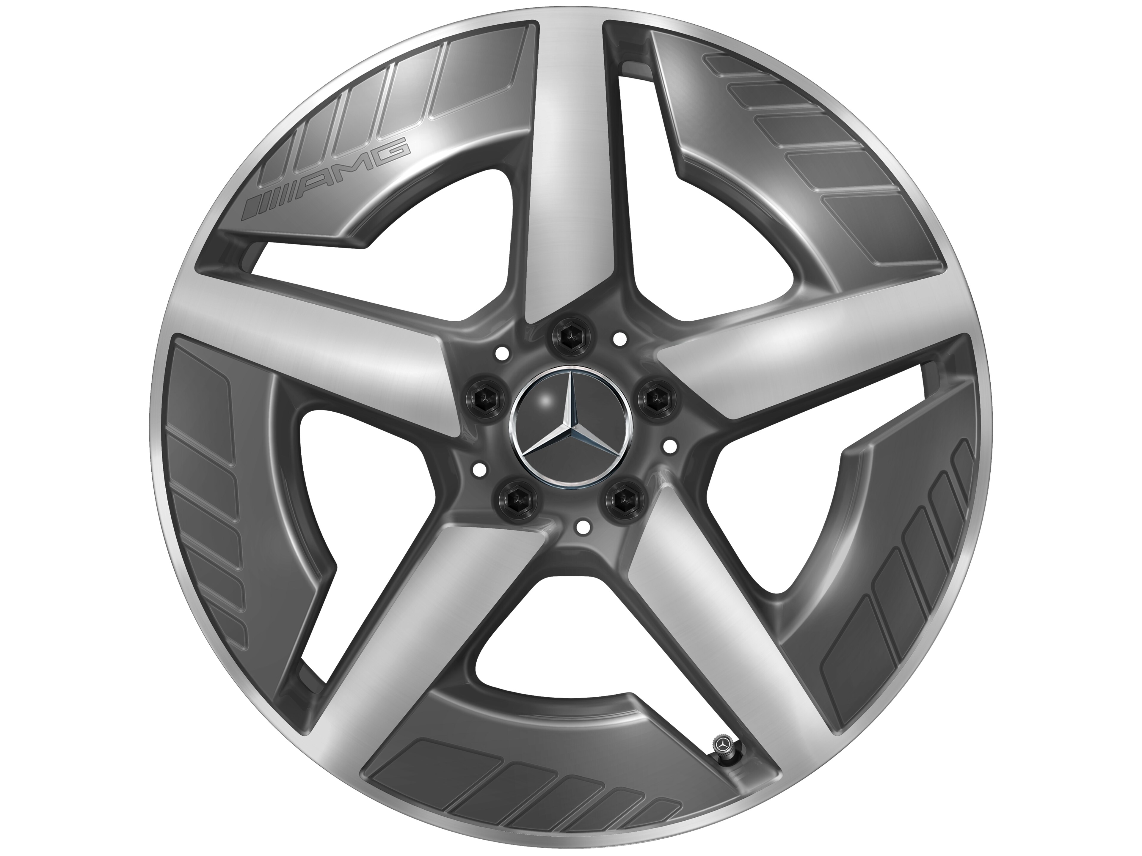 Cerchio in lega leggera AMG, con design a 5 razze, 48,3 cm (19 pollici), con tornitura a specchio - 9 J x 19 ET 58,7, Grigio tantalio, Tornitura a specchio