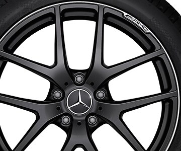 Cerchio fucinato AMG con design a 5 doppie razze, 53,3 cm (21 pollici), Bordo del cerchio tornito a specchio - 10 J x 21 ET 45, nero opacizzato, Bordo del cerchio tornito a specchio
