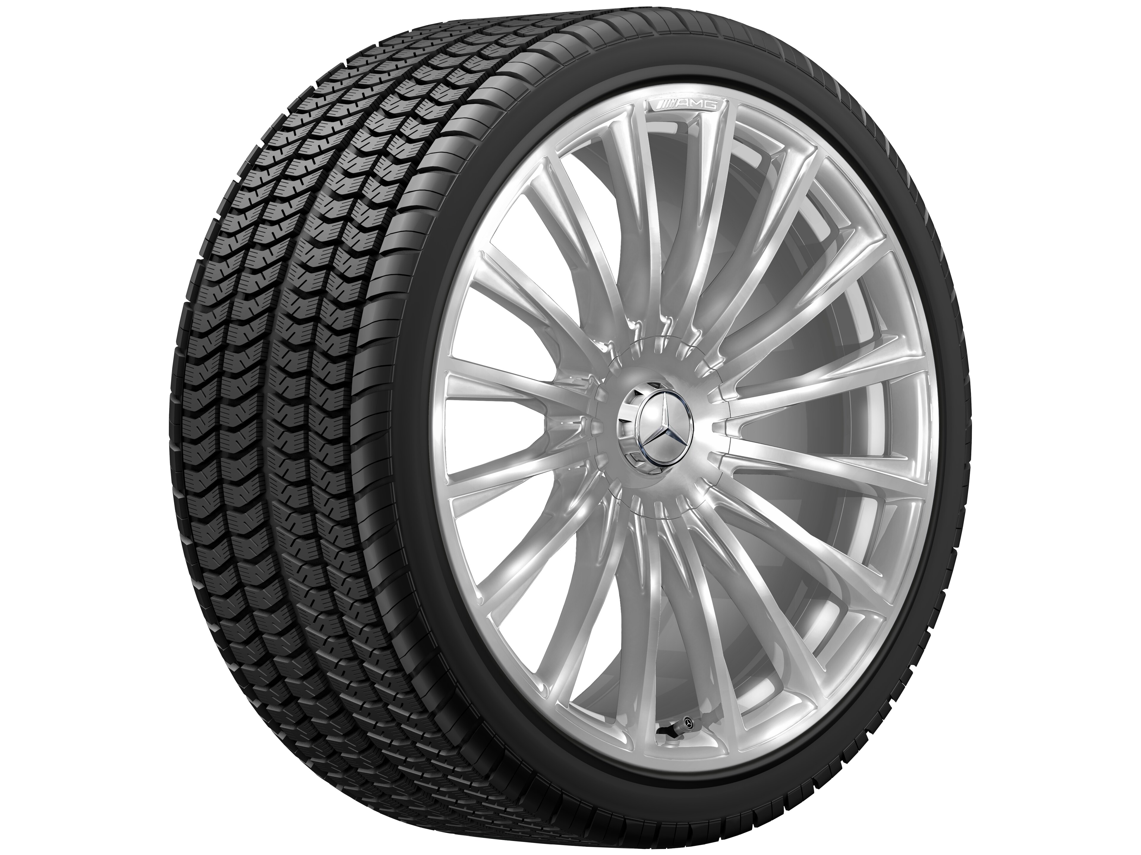 Cerchio fucinato AMG con design a razze multiple, 53,3 cm (21 pollici) - 10,5 J x 21 ET 50, argento, lucidato ad alta lucidità