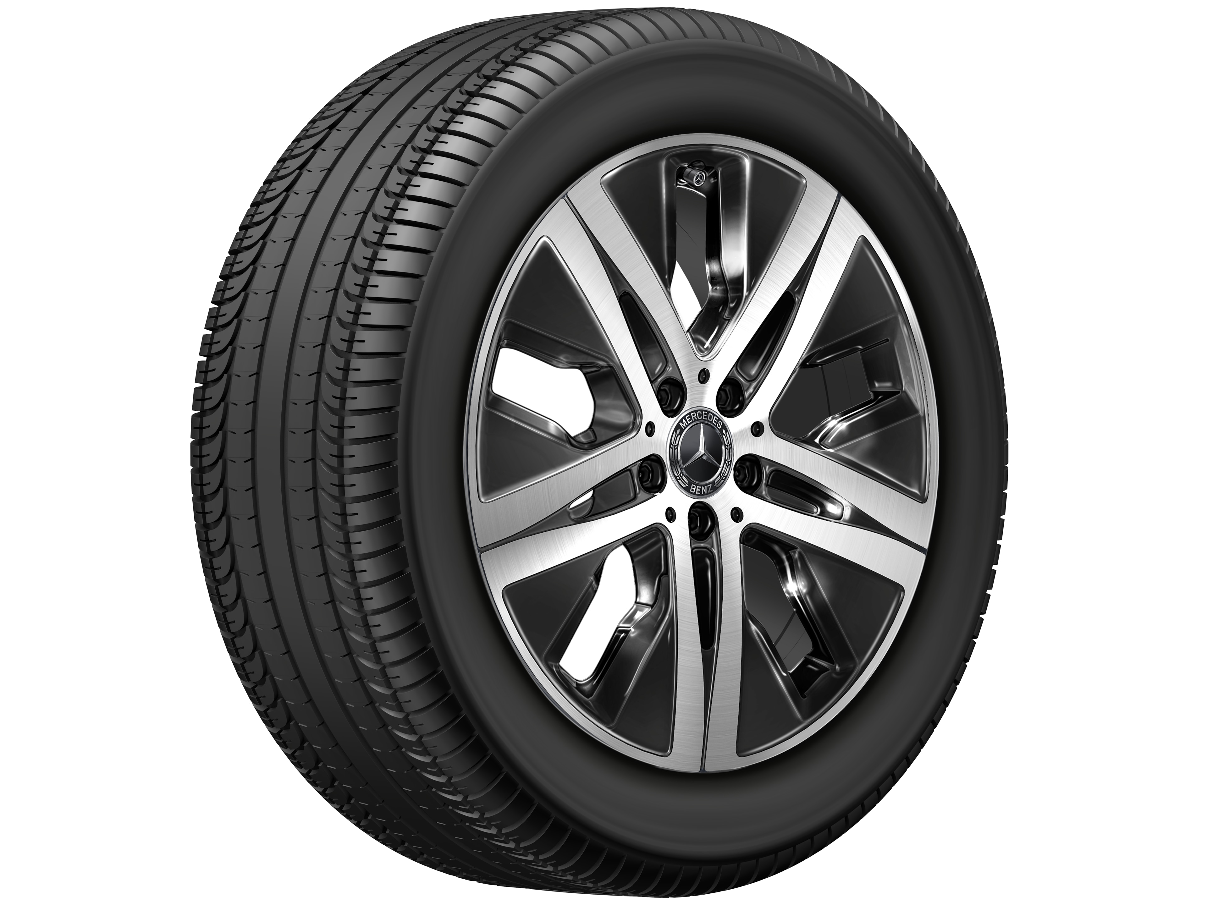 Cerchio a 5 fori, Aero, 48,3 cm (19 pollici), con tornitura a specchio - 8 J x 19 ET 61, colore nero, Tornitura a specchio