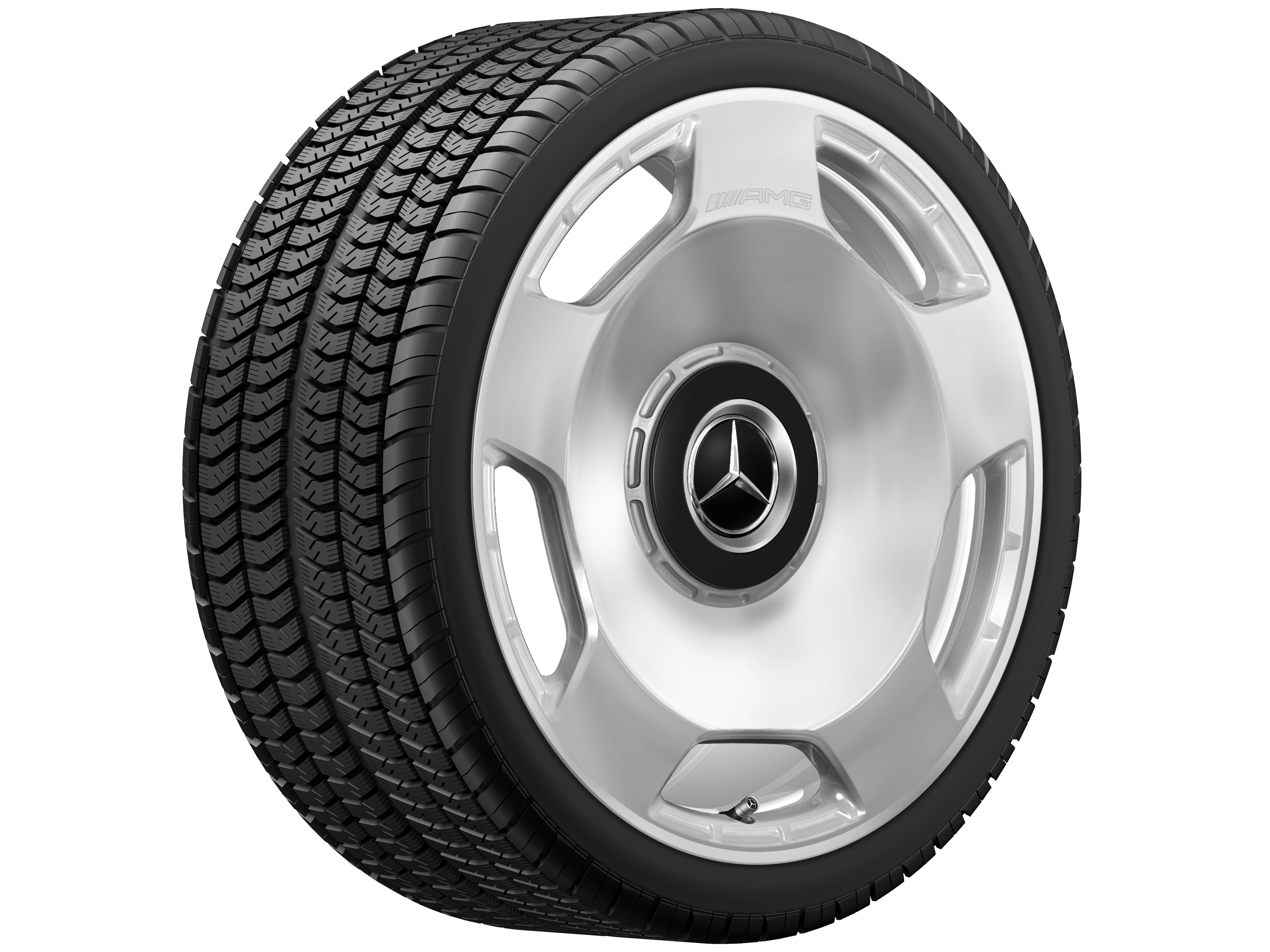 Cerchio fucinato AMG con design a 5 fori, 53,3 cm (21 pollici) - 10 J x 21 ET 30, argento, lucidato ad alta lucidità