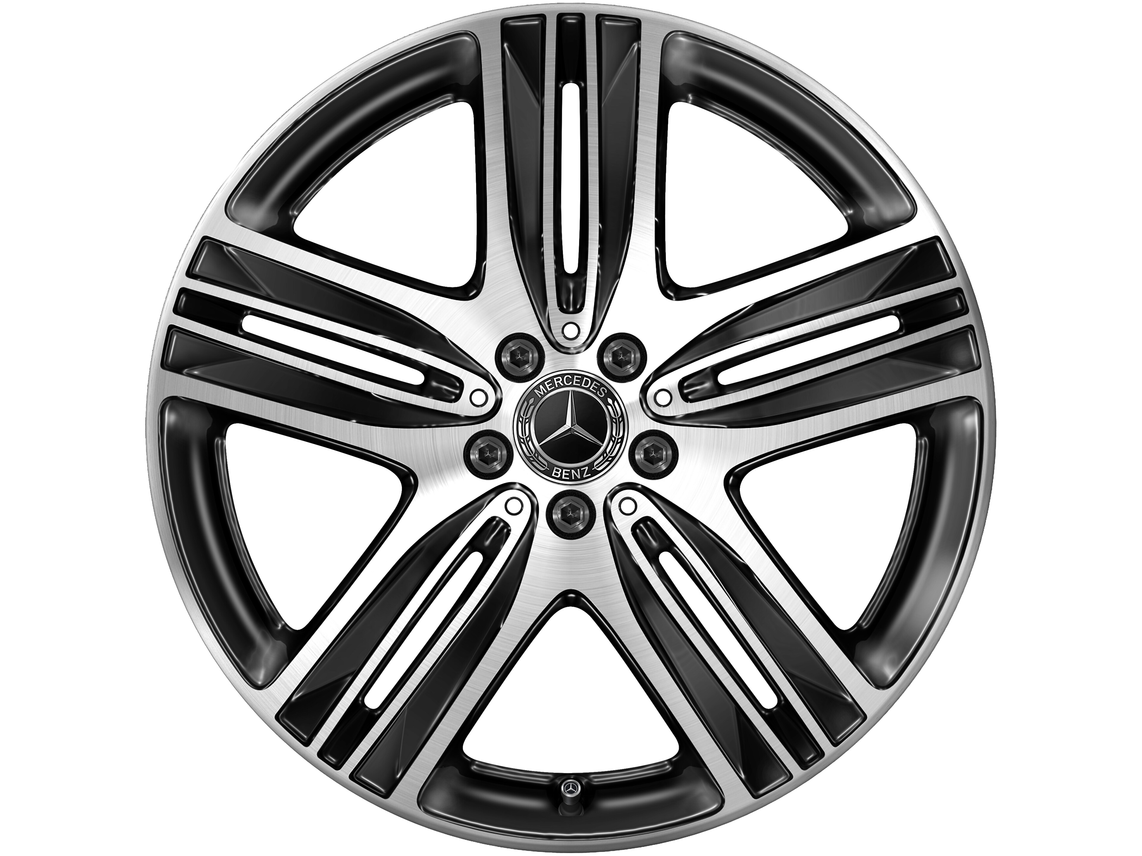 Cerchio a 5 razze, 50,8 cm (20 pollici), con tornitura a specchio - 8,5 J x 20 ET 30, colore nero, Tornitura a specchio