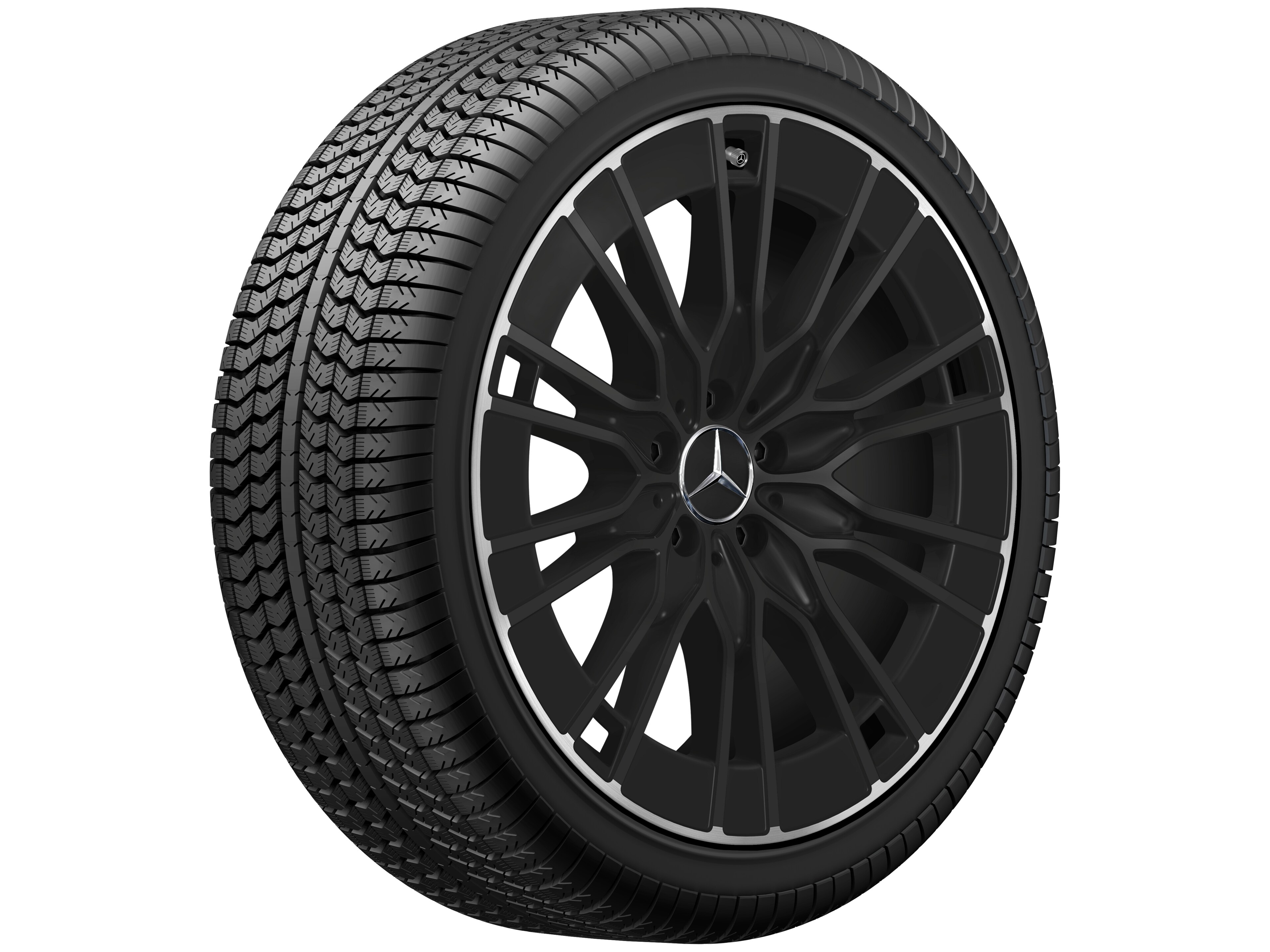 Cerchio a 10 doppie razze, Aero, 50,8 cm (20 pollici), Bordo del cerchio tornito a specchio - 8,5 J x 20 ET 35,5, colore nero, Tornitura a specchio