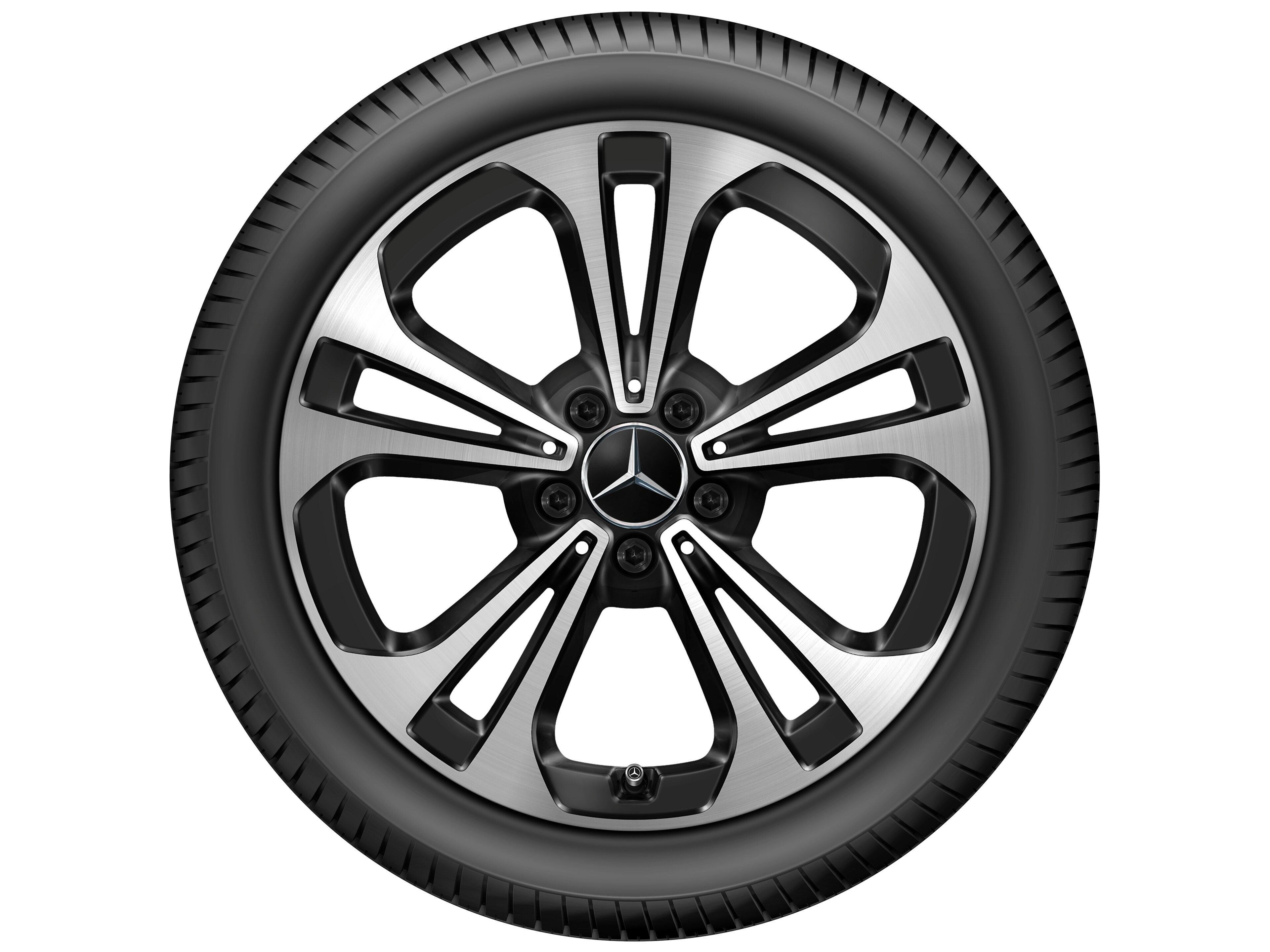 5-Doppelspeichen-Rad, Aero, 45,7 cm (18 Zoll), glanzgedreht - 8,5 J x 18 ET 52, schwarz, glanzgedreht