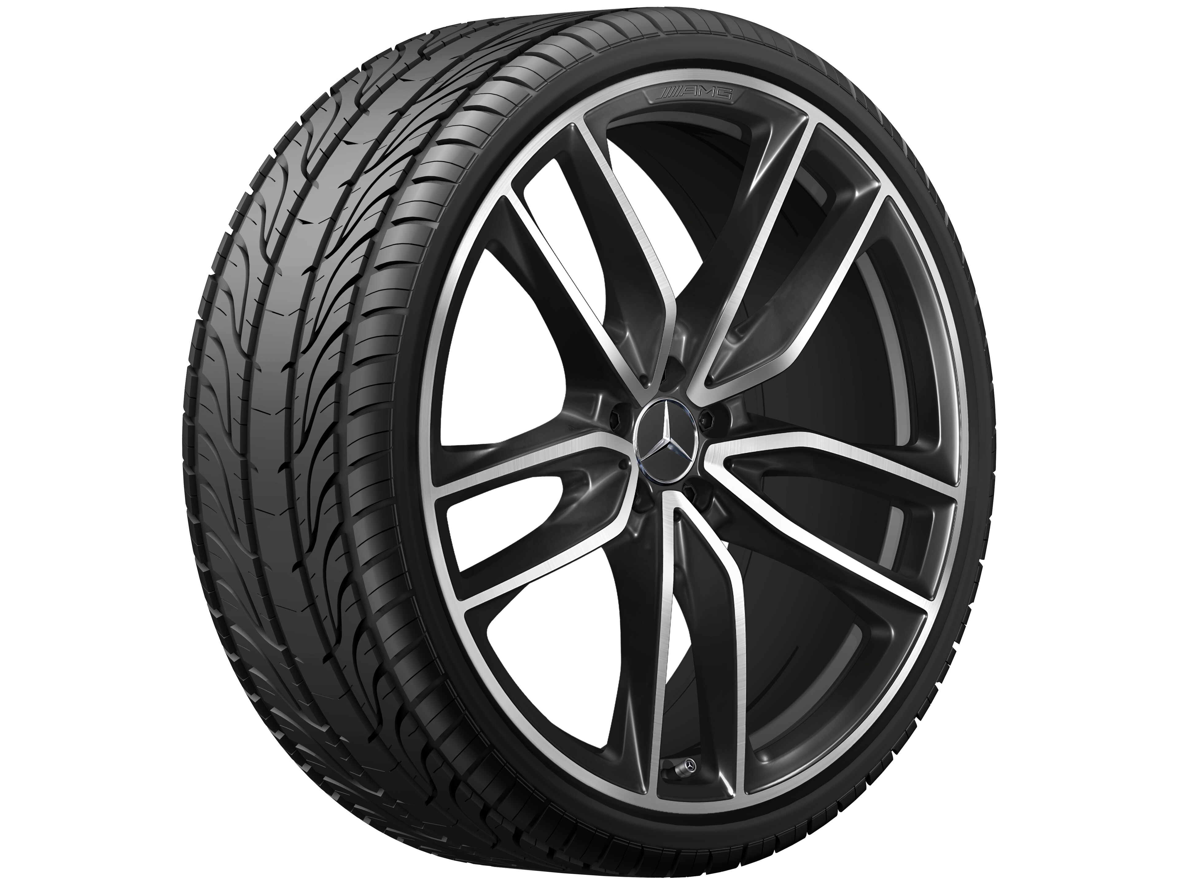 Cerchio a 5 doppie razze AMG, 58,4 cm (23 pollici) - 11,5 J x 23 ET 47, colore nero, Tornitura a specchio