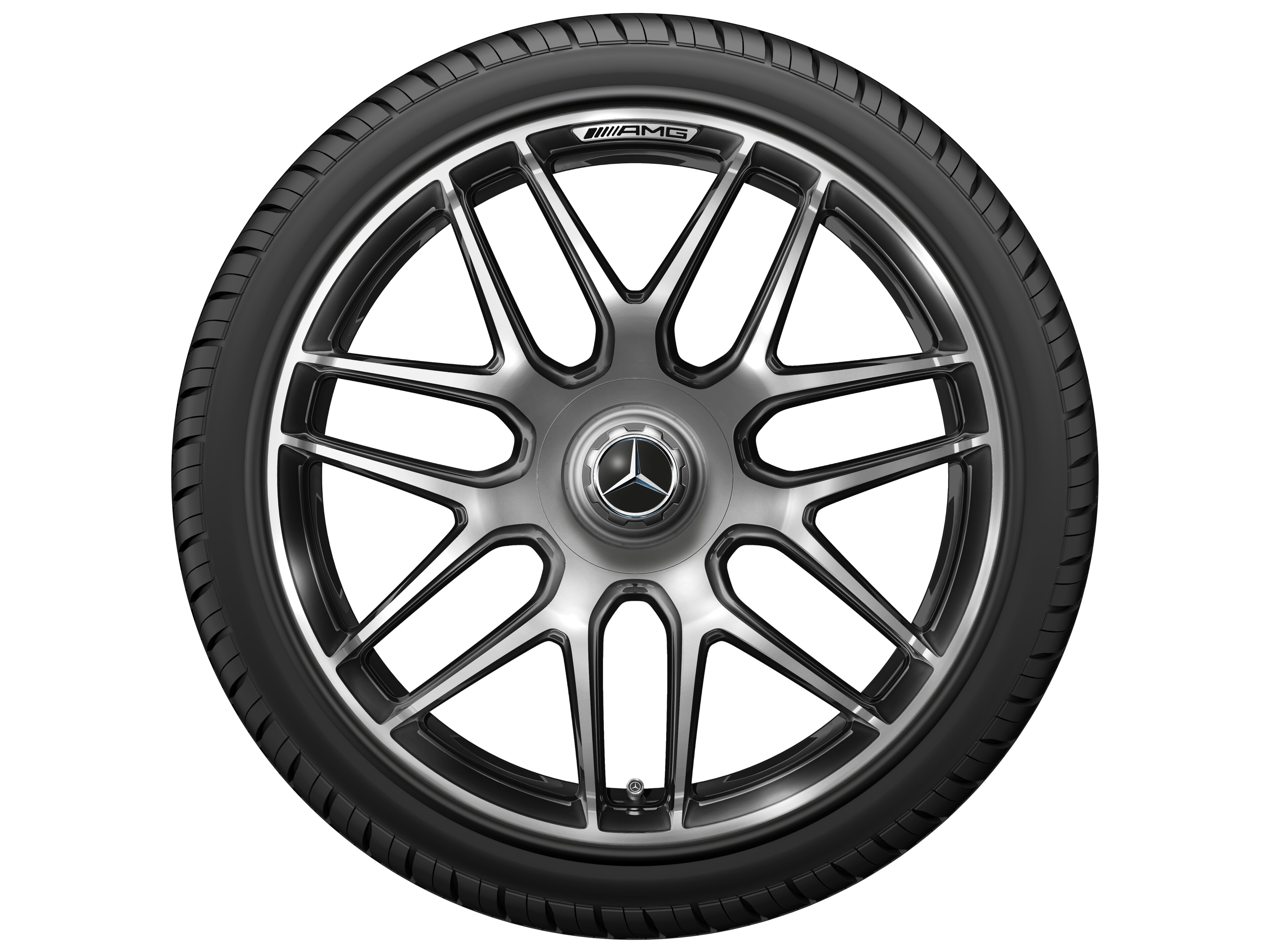 AMG Schmiederad, im Kreuzspeichen-Design, 50,8 cm (20 Zoll), Felgenhorn glanzgedreht - 9,5 J x 20 ET 25, dark platin gloss, Felgenhorn glanzgedreht
