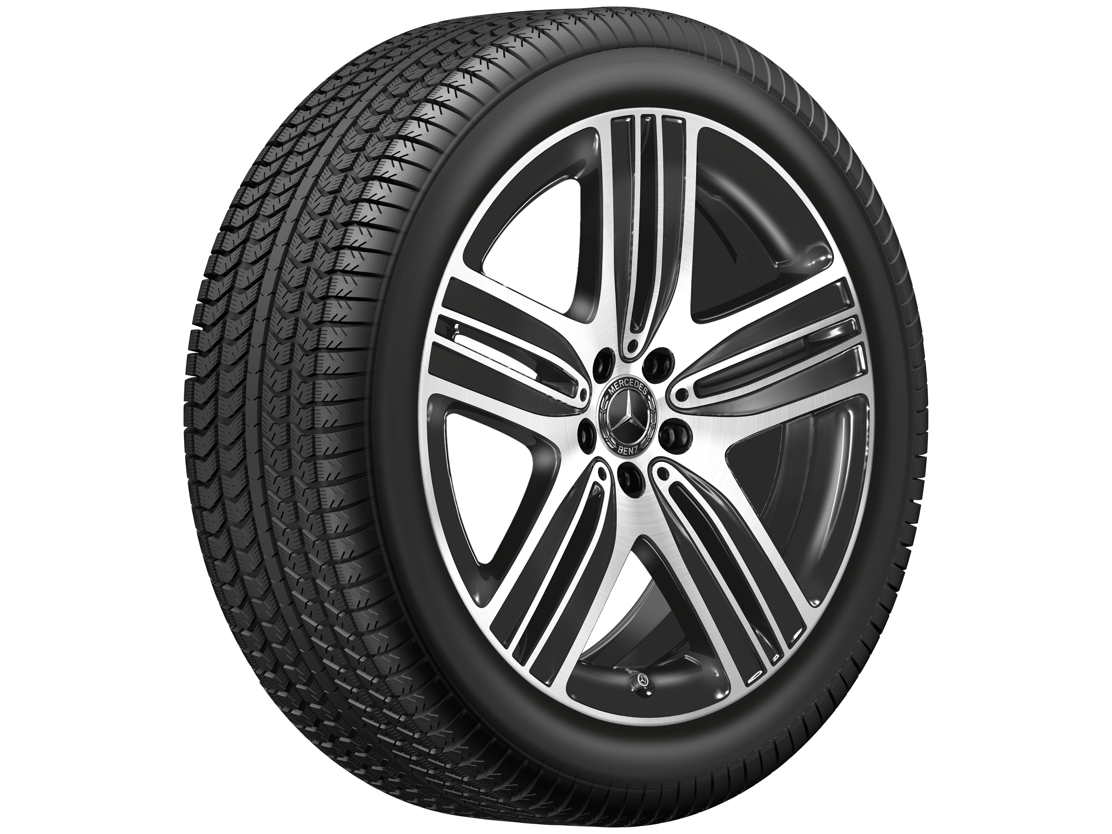 Cerchio a 5 razze, 50,8 cm (20 pollici), con tornitura a specchio - 8,5 J x 20 ET 30, colore nero, Tornitura a specchio