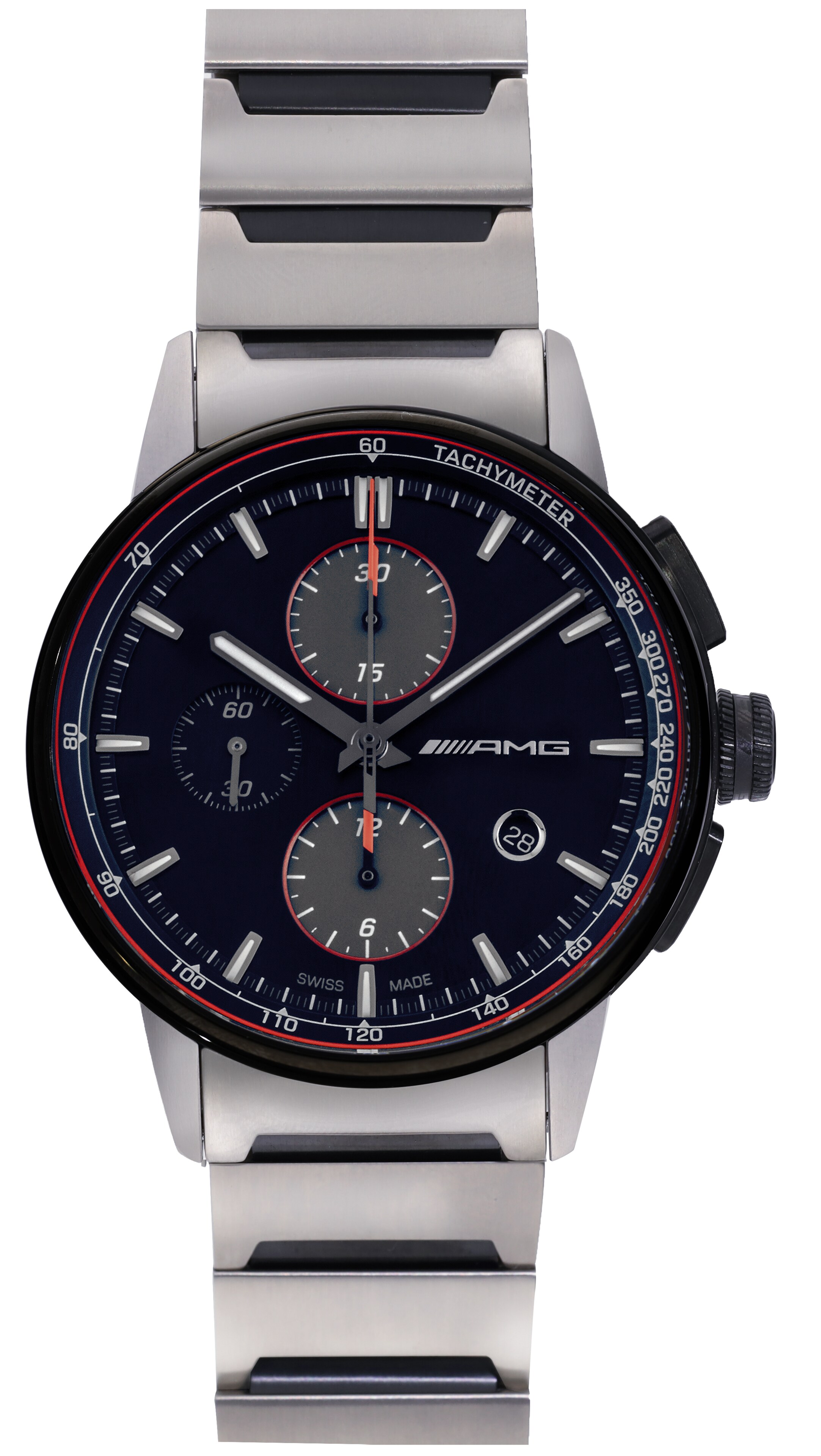 Cronografo automatico AMG, Uomo, Business - colore nero / Antracite / Rosso, acciaio inox / titanio