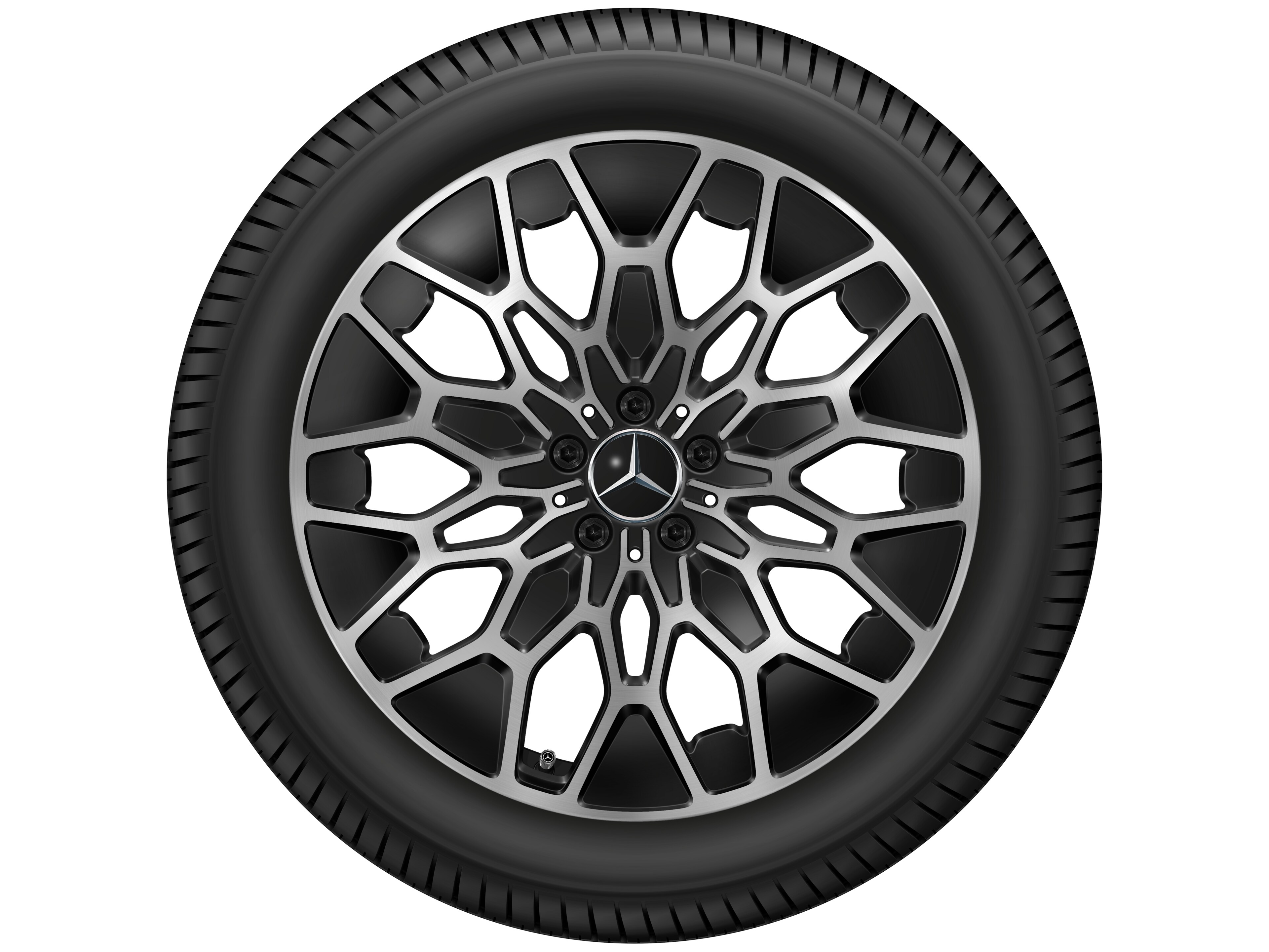 Cerchio a 10 razze Y, Aero, 50,8 cm (20 pollici) - 8 J x 20 ET 32,7, colore nero, Tornitura a specchio