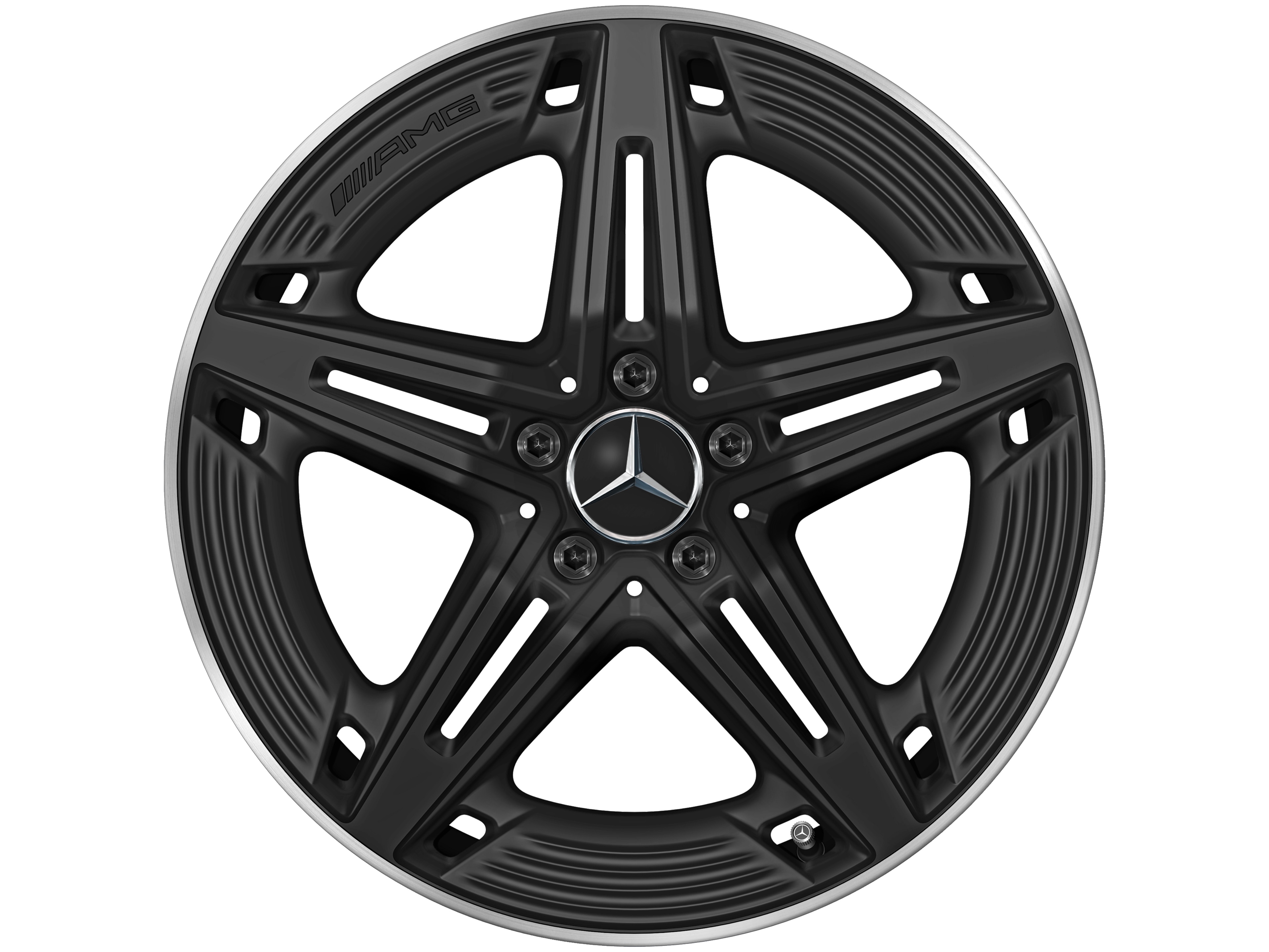Cerchio a 5 razze AMG, 48,3 cm (19 pollici) - 9 J x 19 ET 52, colore nero, Tornitura a specchio