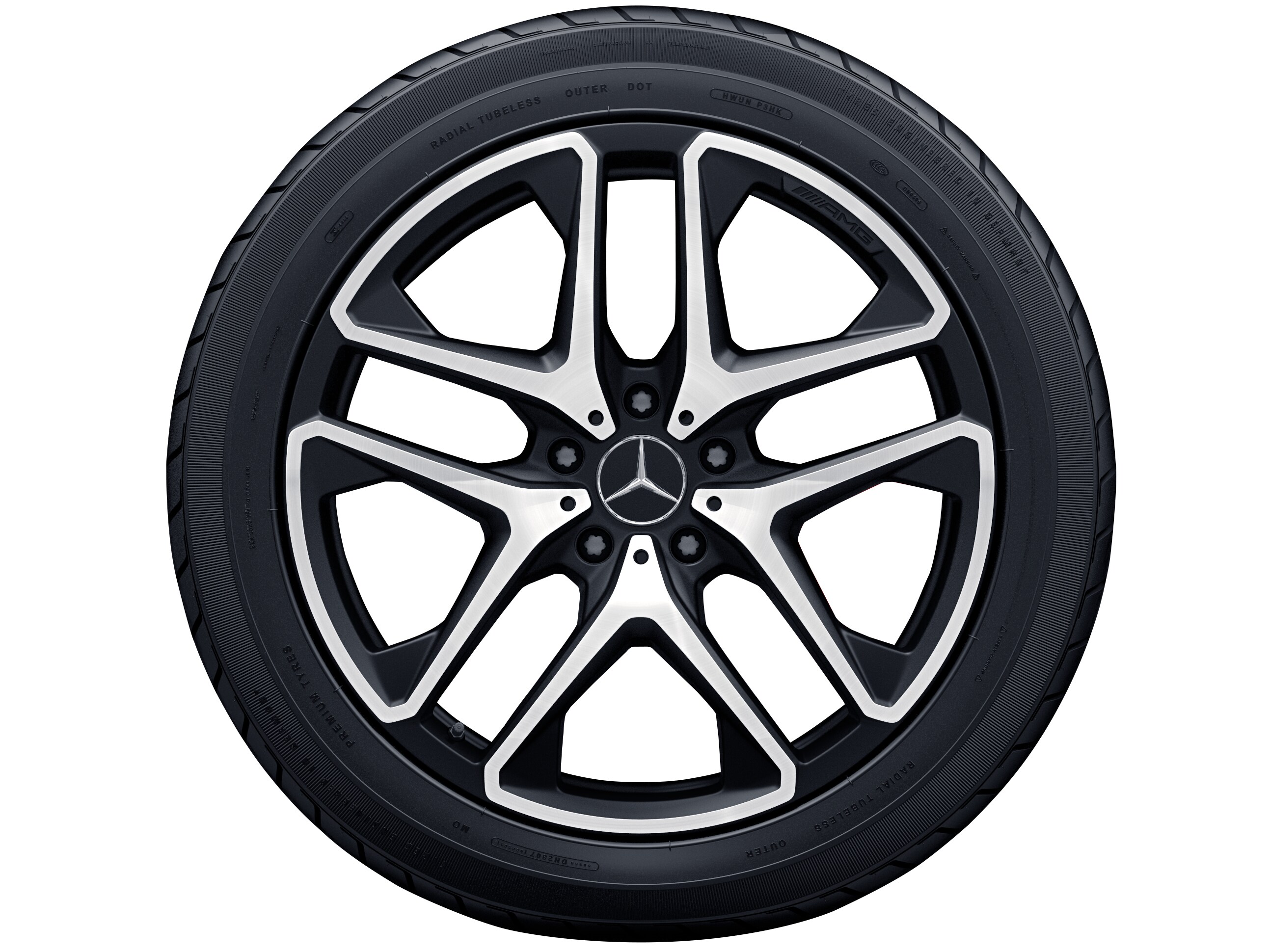 Cerchio a 5 doppie razze AMG, 53,3 cm (21 pollici) - 10 J x 21 ET 33, nero opacizzato, Tornitura a specchio