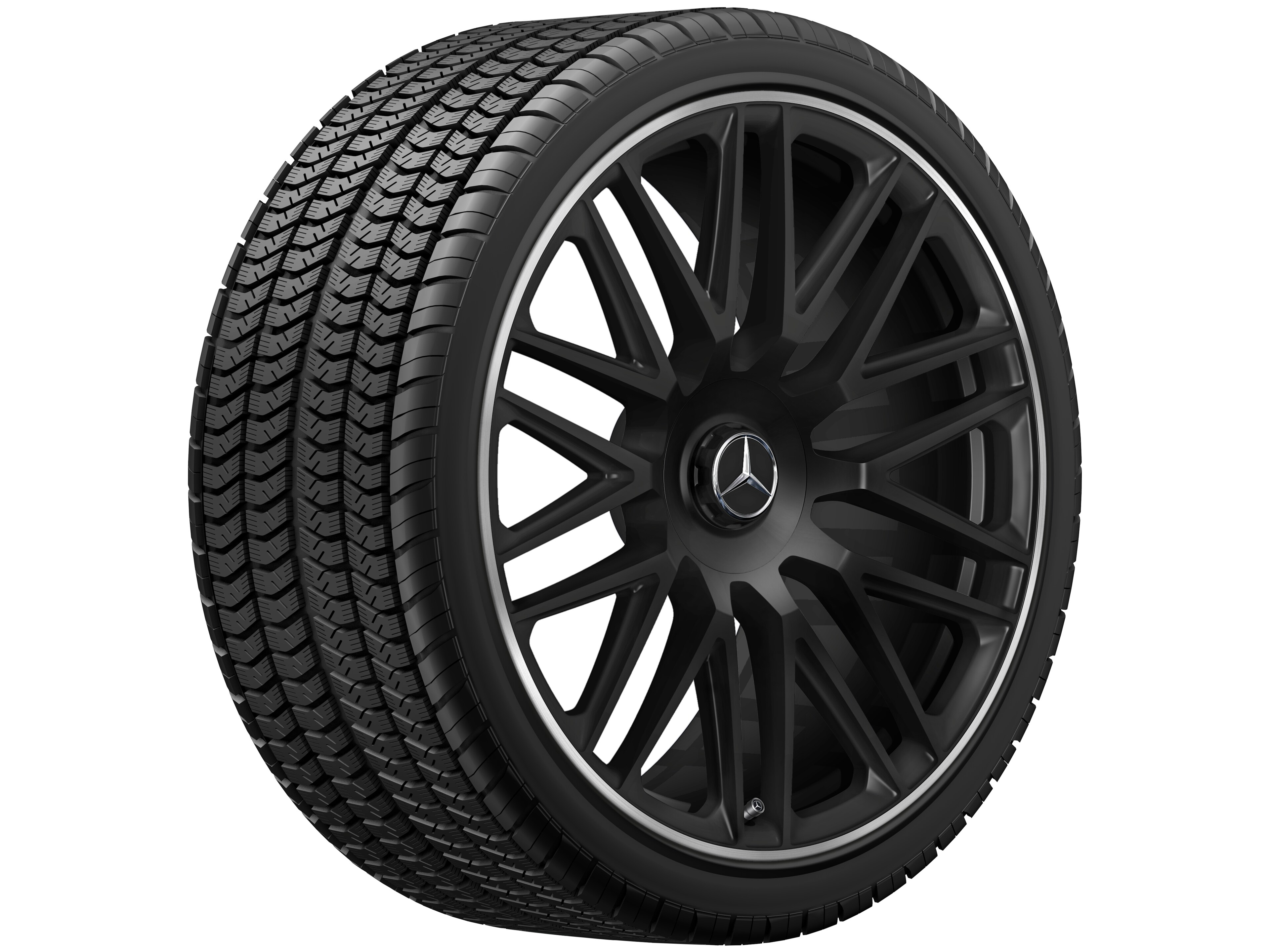 AMG Schmiederad im 10-Speichen-Design, 53,3 cm (21 Zoll) - 10,5 J x 21 ET 50, schwarz matt, Felgenhorn glanzgedreht