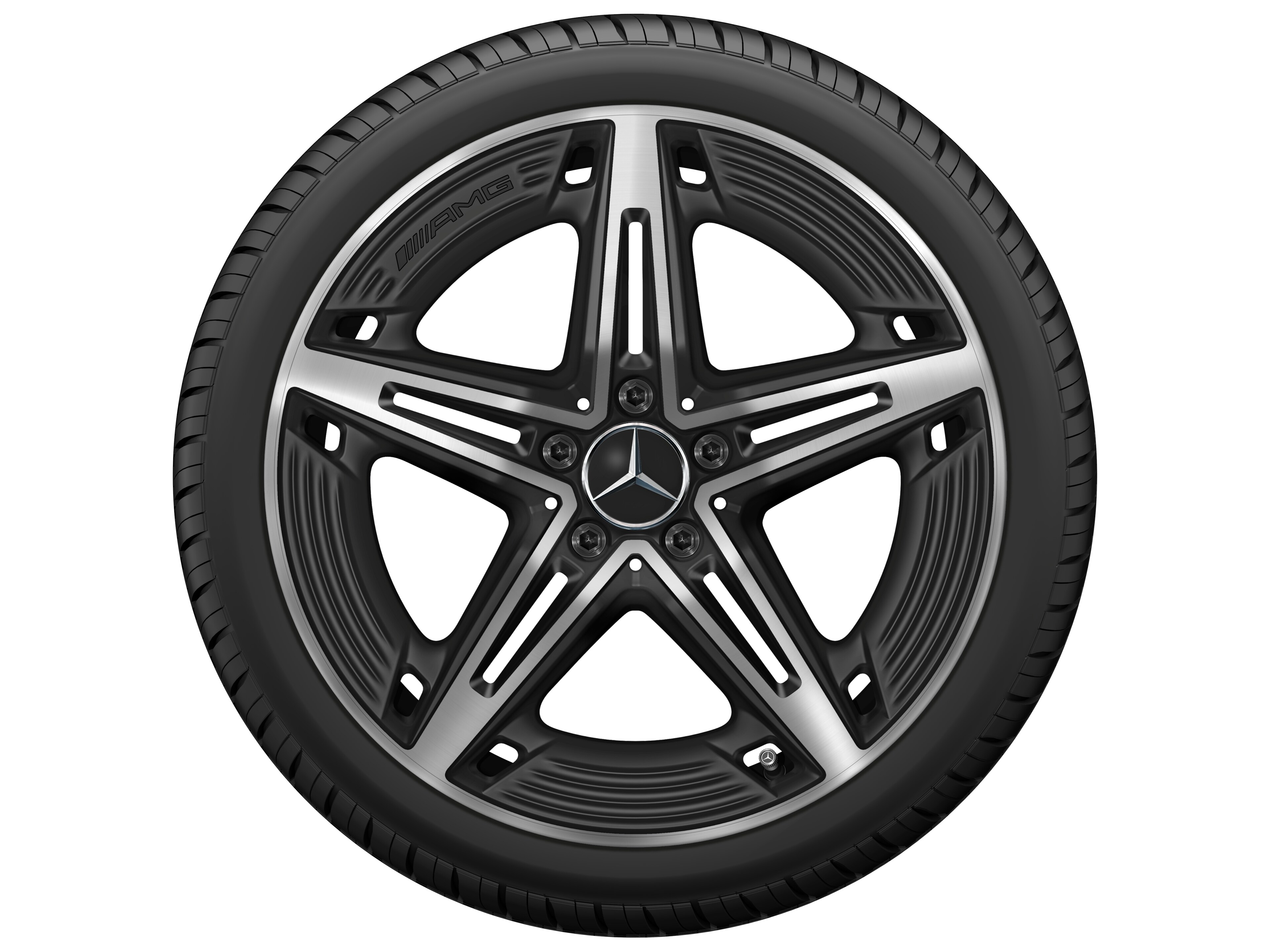Cerchio a 5 razze AMG, 48,3 cm (19 pollici) - 8,5 J x 19 ET 55,2, nero opacizzato, Tornitura a specchio