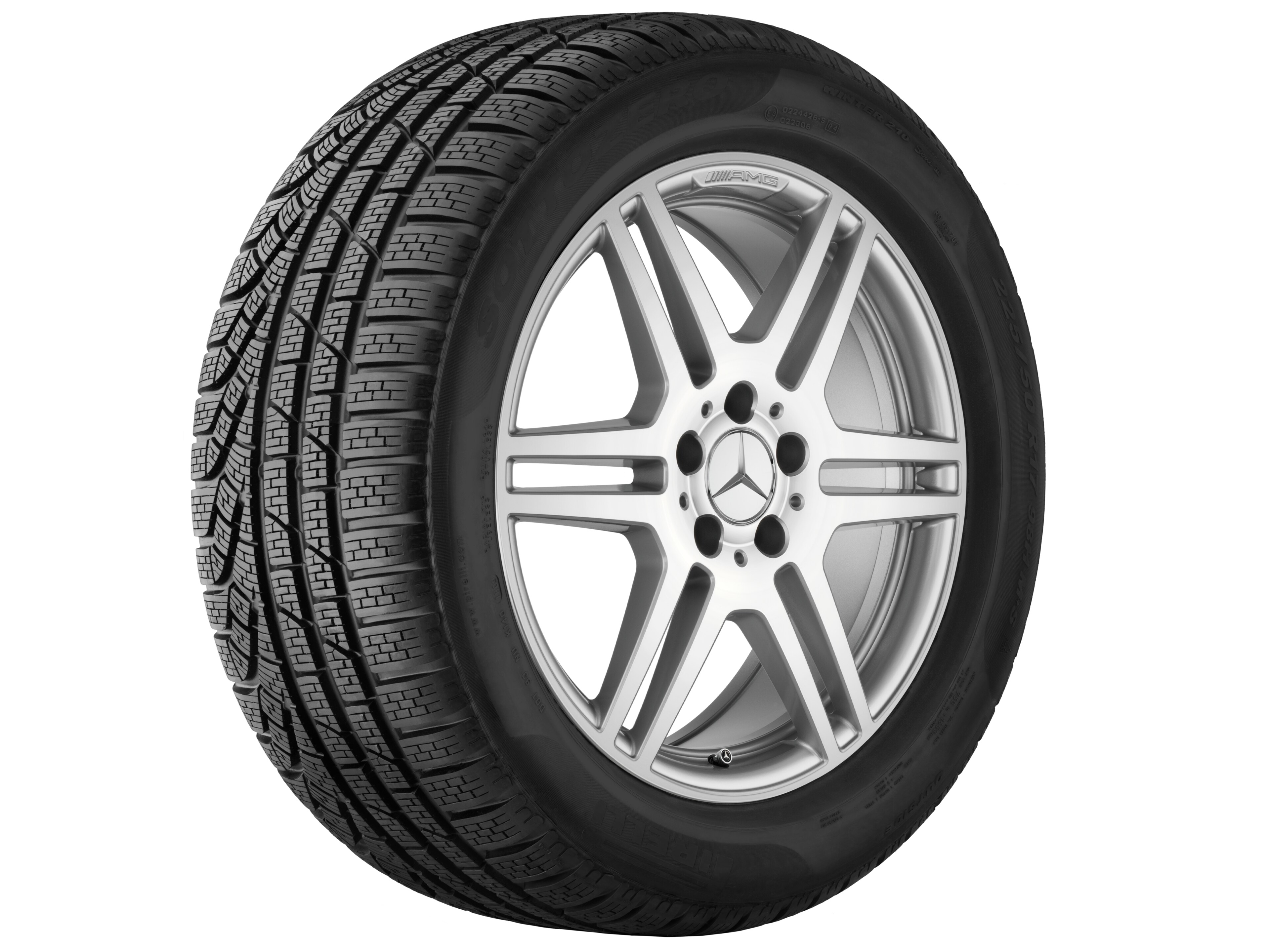 Cerchio a 6 doppie razze AMG, 45,7 cm (18 pollici) - 8,5 J x 18 ET 48, argento, Tornitura a specchio