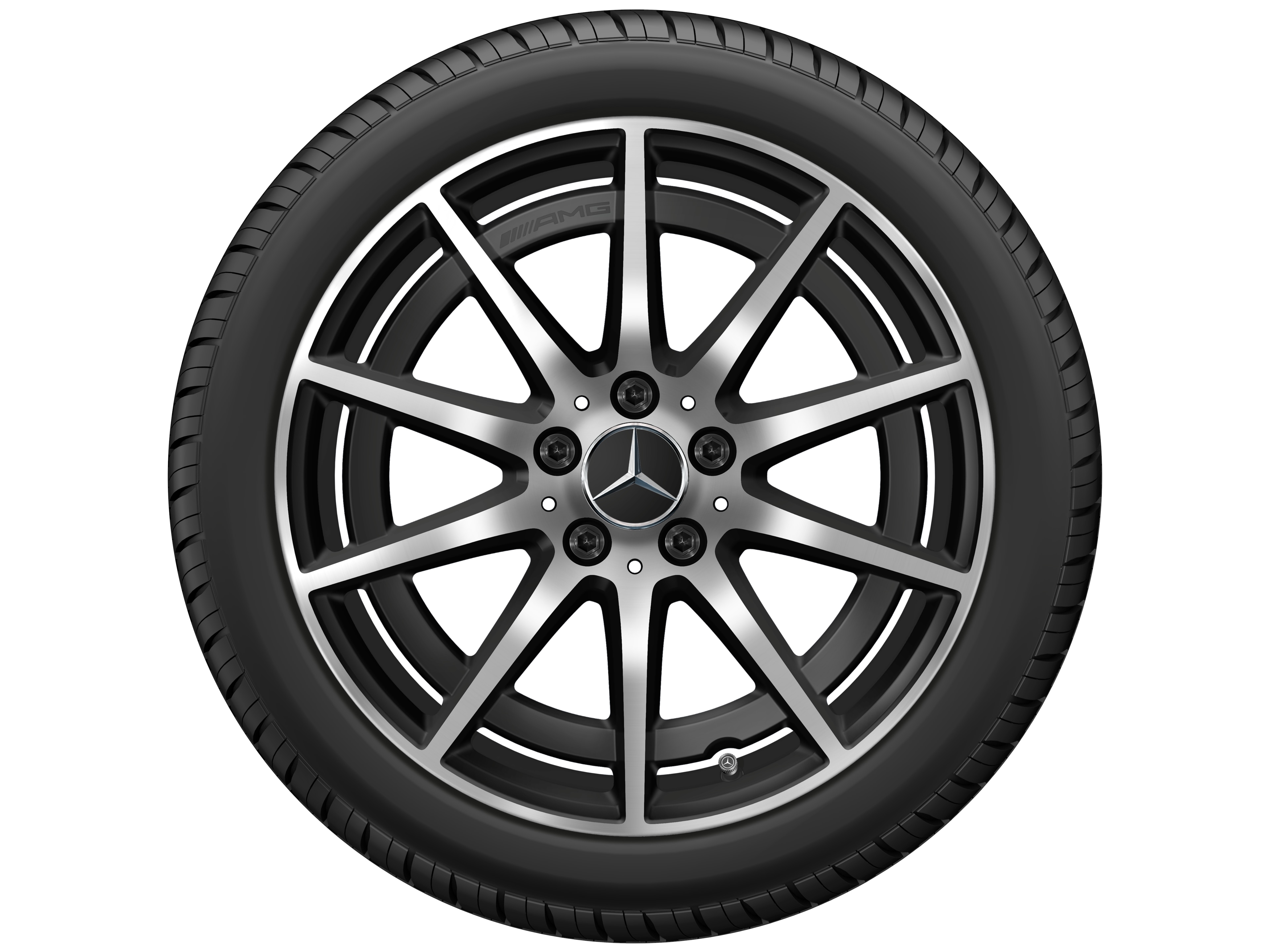 Cerchio a 10 razze AMG, 45,7 cm (18 pollici) - 8,5 J x 18 ET 46, nero opacizzato, Tornitura a specchio