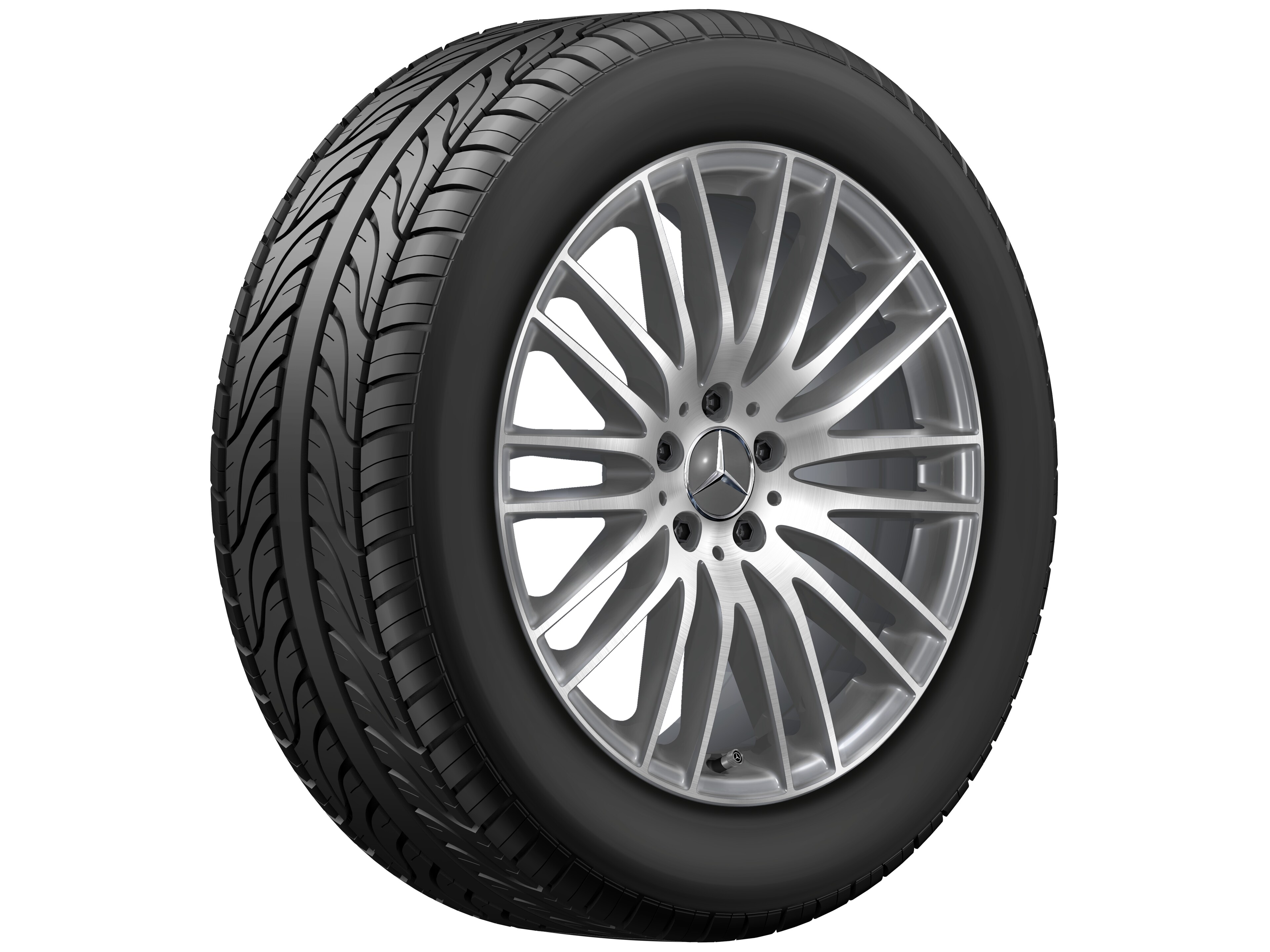 Cerchio a razze multiple, 48,3 cm (19 pollici), con tornitura a specchio - 8 J x 19 ET 32,5, grigio tremolite metallizzato, Tornitura a specchio