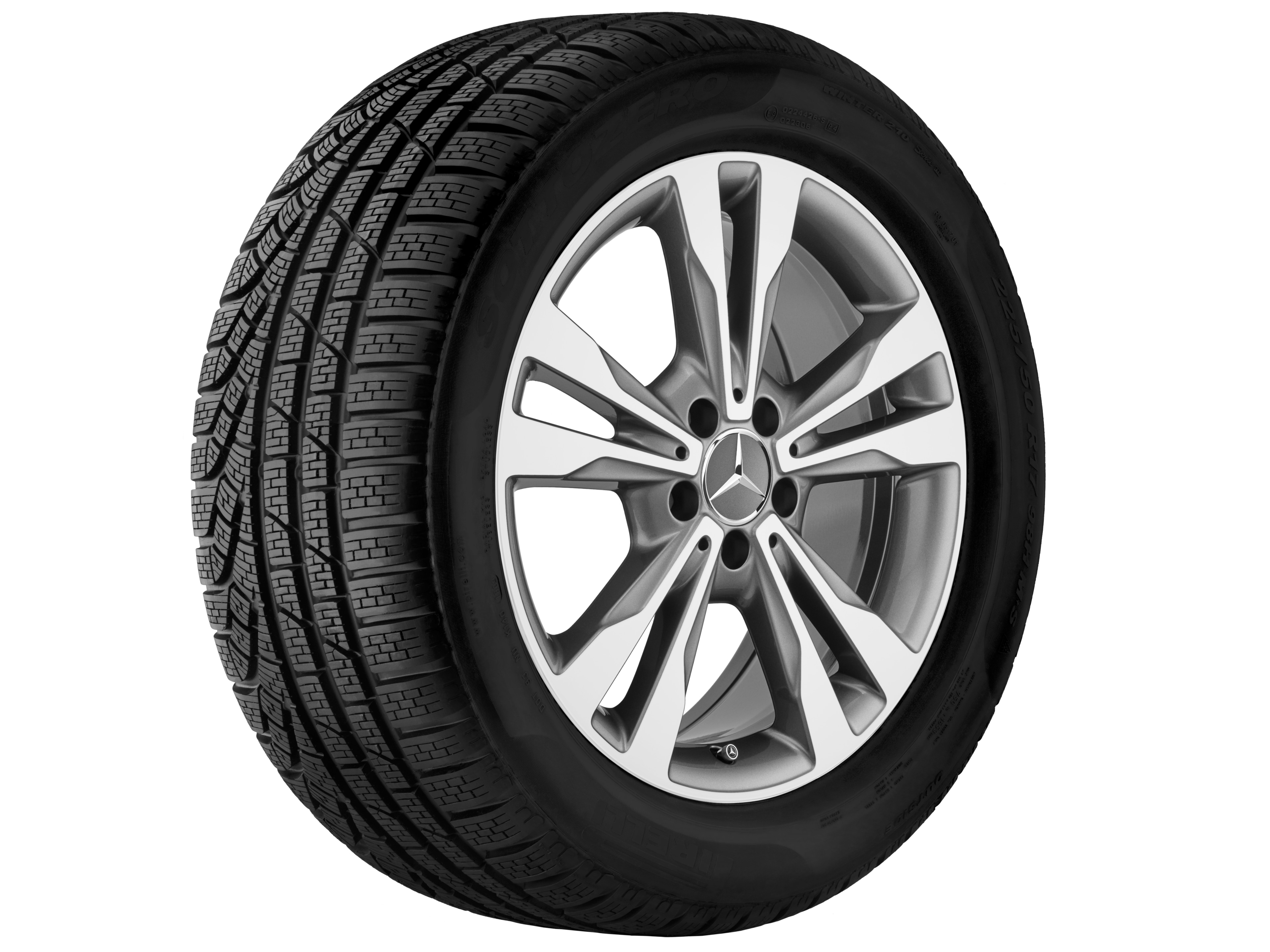 5-Doppelspeichen-Rad, 45,7 cm (18 Zoll) - 8,5 J x 18 ET 56, grau Himalaya, glanzgedreht