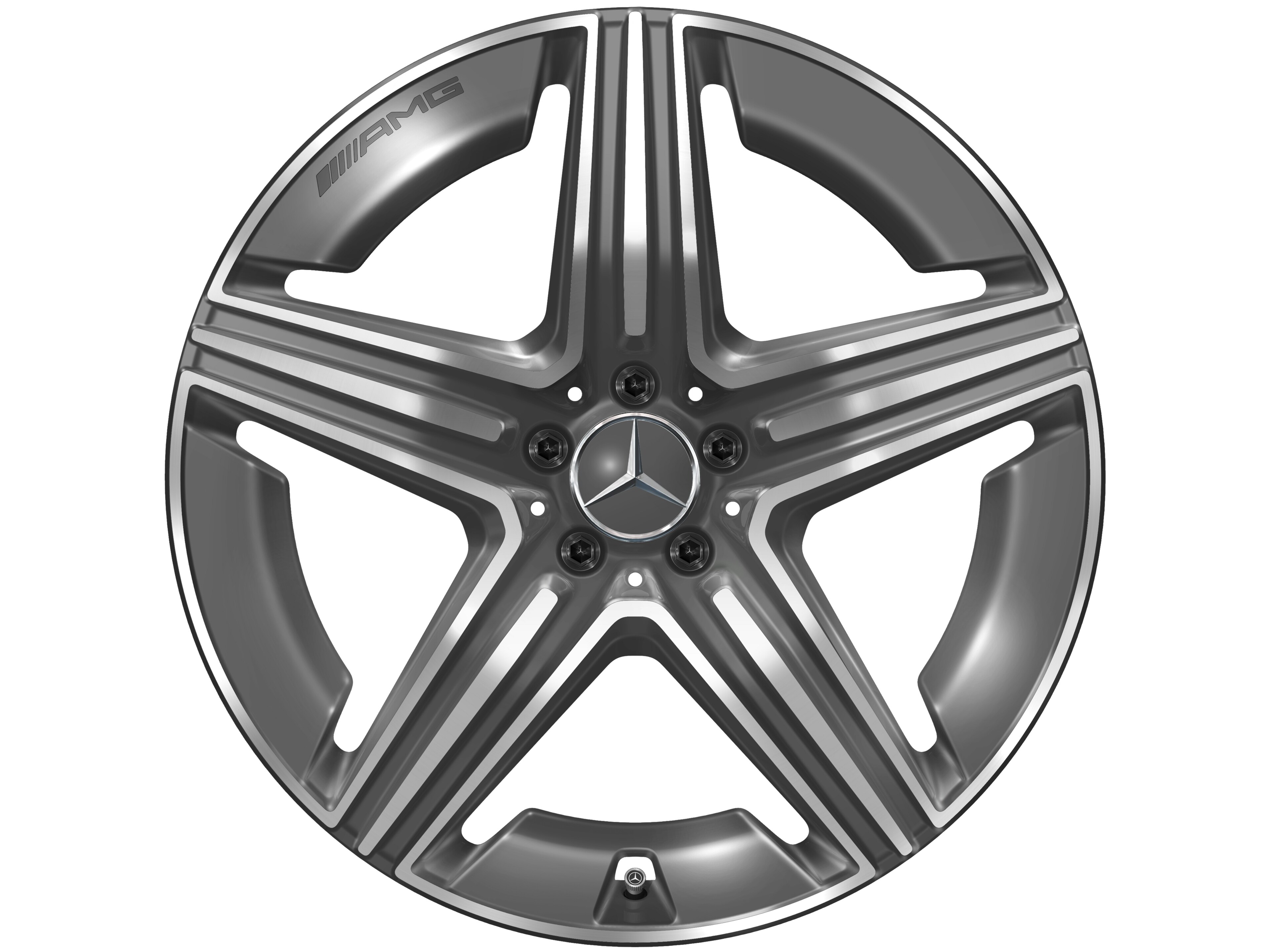 Cerchio a 5 doppie razze AMG, 53,3 cm (21 pollici) - 11 J x 21 ET 49, Grigio tantalio, Tornitura a specchio