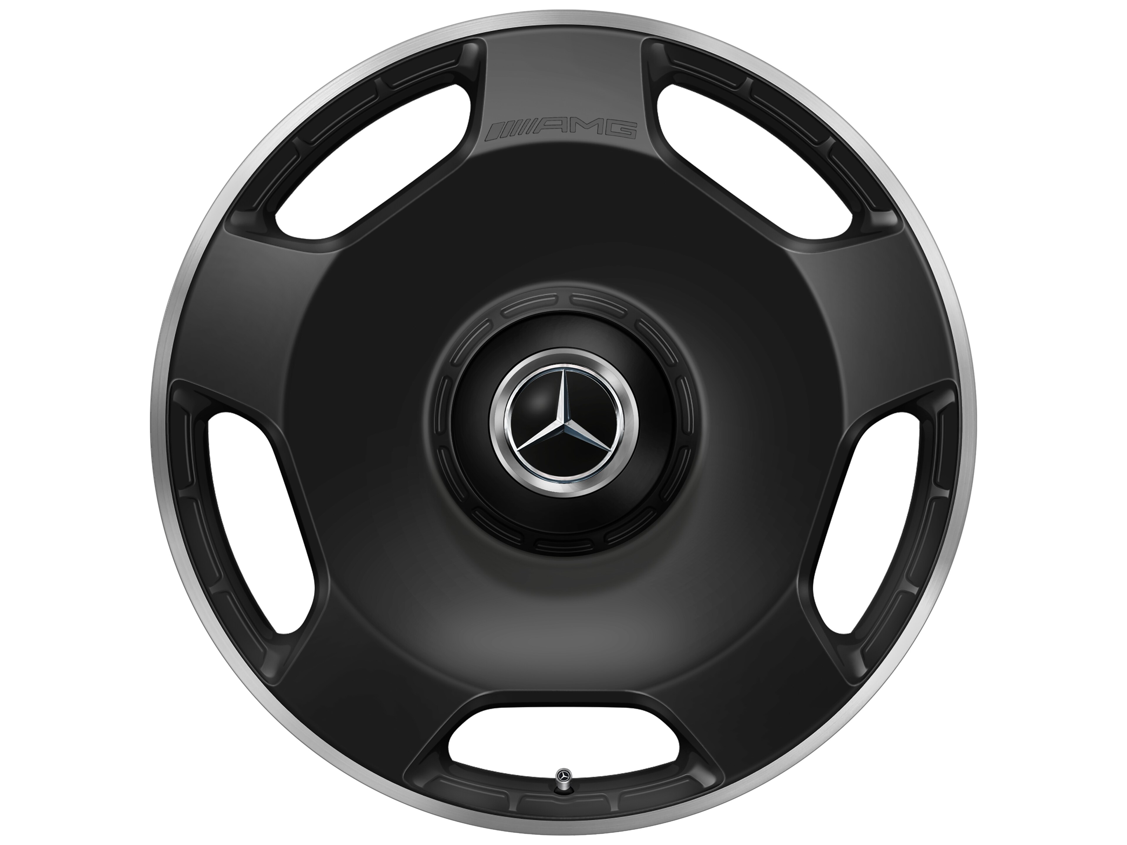 Cerchio fucinato AMG con design a 5 fori, 58,4 cm (23 pollici), Bordo del cerchio tornito a specchio - 10 J x 23 ET 45, nero opacizzato, Bordo del cerchio tornito a specchio
