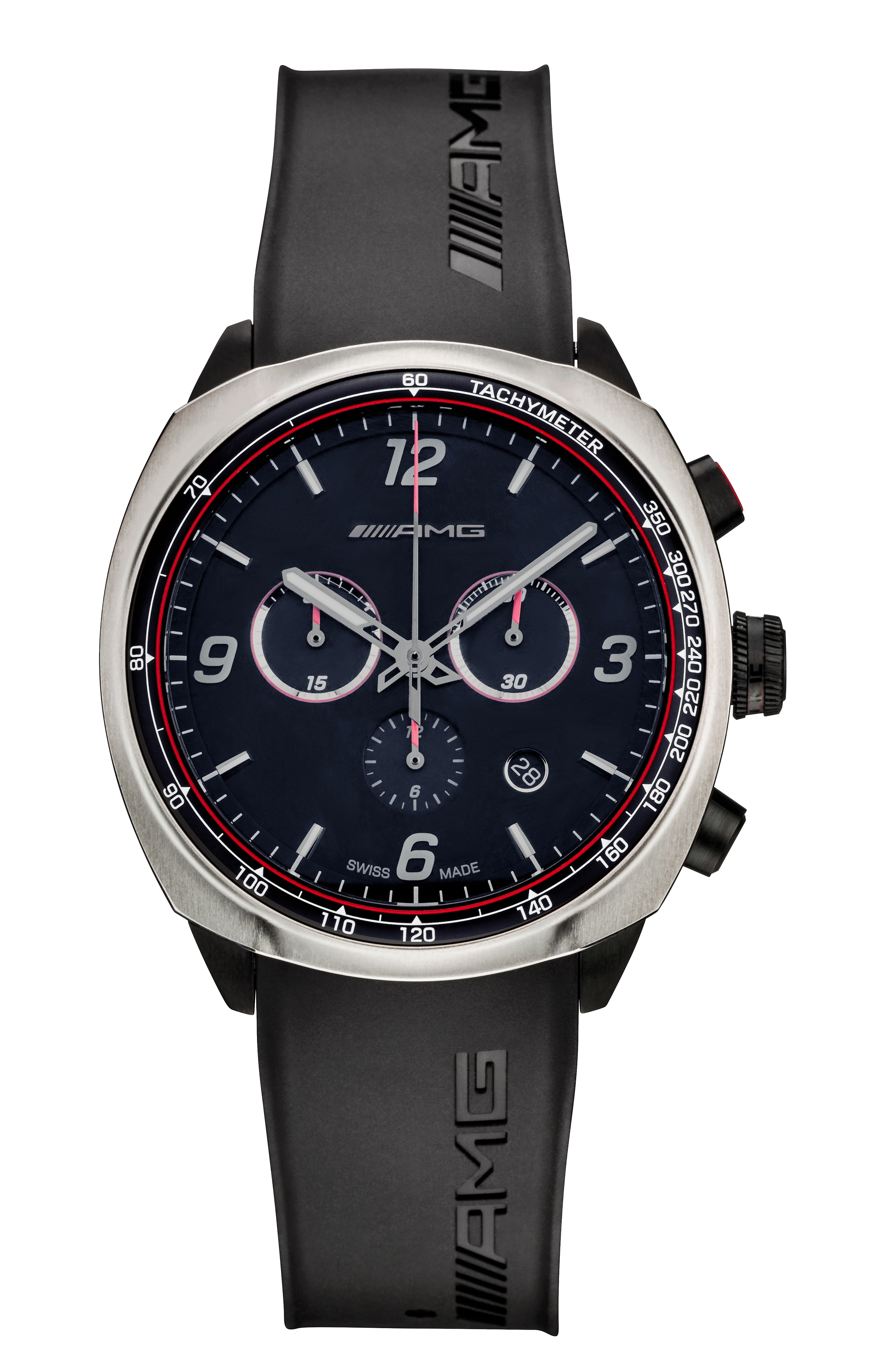 Orologio da polso, Uomo, AMG, Cronografo Essentials - colore nero / Antracite / Rosso, acciaio inox / titanio / caucciù